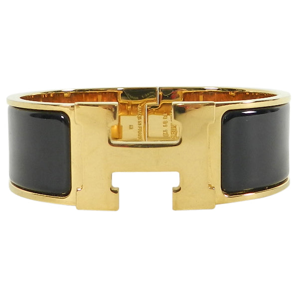 Hermes Clic Clac Wide “H” Bracelet Black with Gold PM