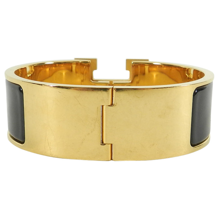 Hermes Clic Clac Wide “H” Bracelet Black with Gold PM