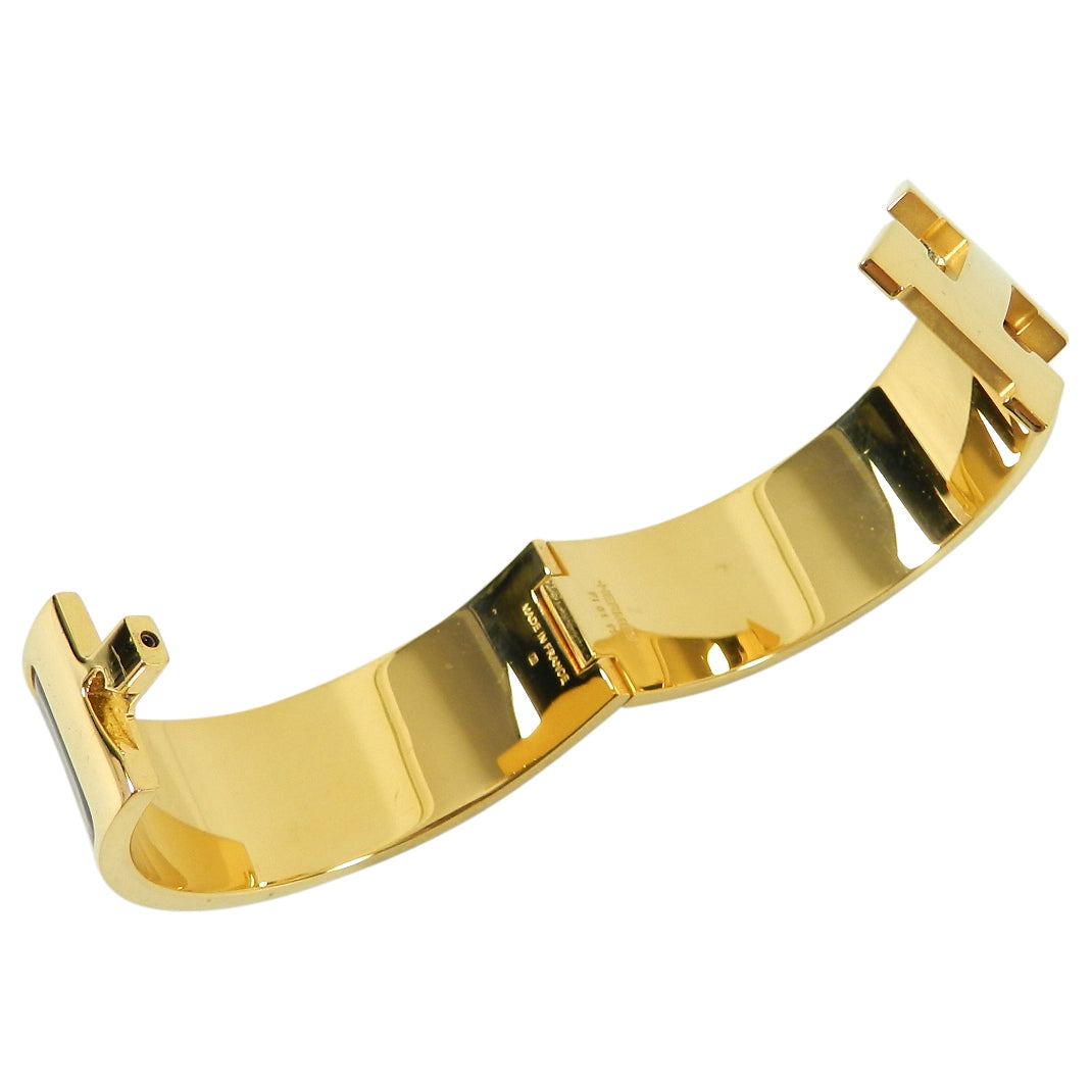 Hermes Clic Clac Wide “H” Bracelet Black with Gold PM