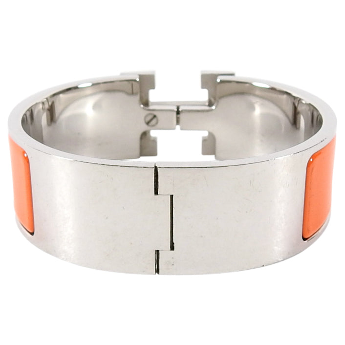 Hermes Clic Clac H Orange and Silver Hinged Bracelet - PM