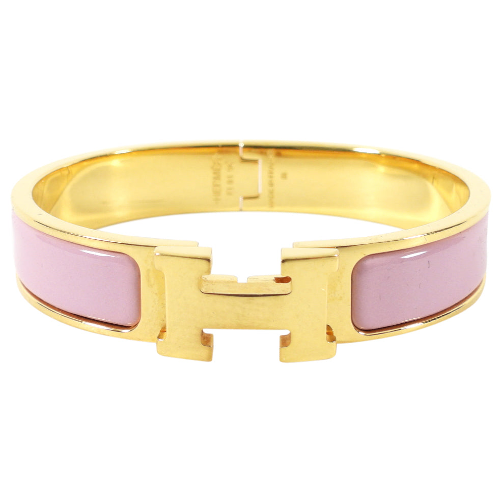 Hermes Pink Clic H Enamel Hinged Bracelet