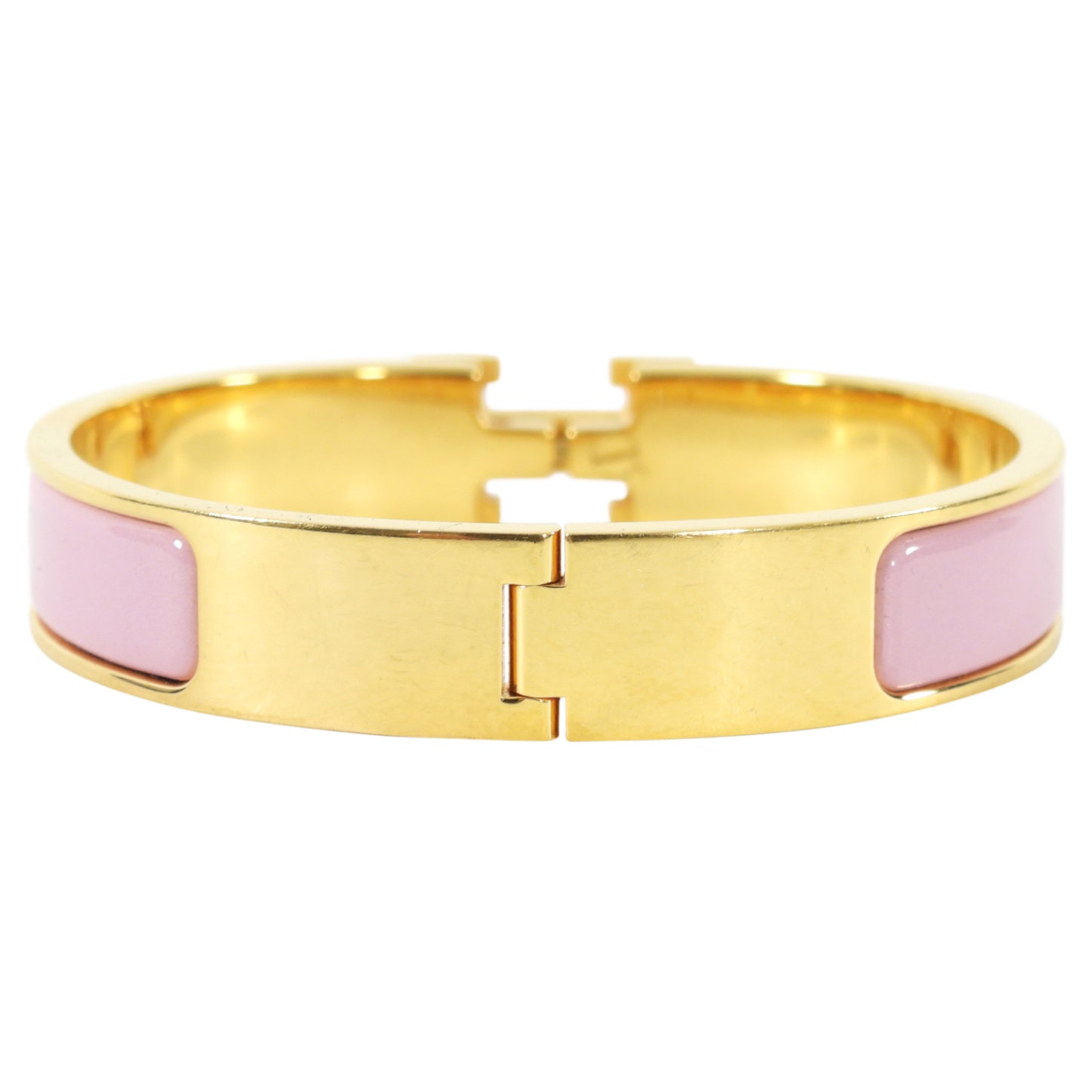 Hermes Pink Clic H Enamel Hinged Bracelet