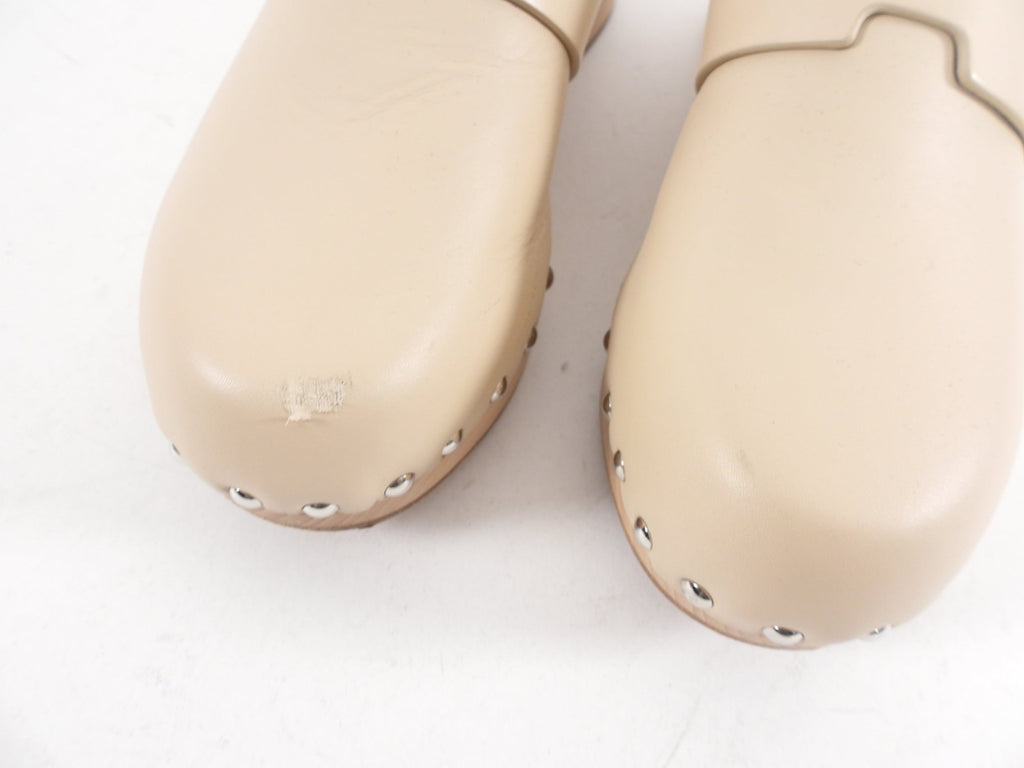 Hermes Beige Hermione Clog Mules - 37