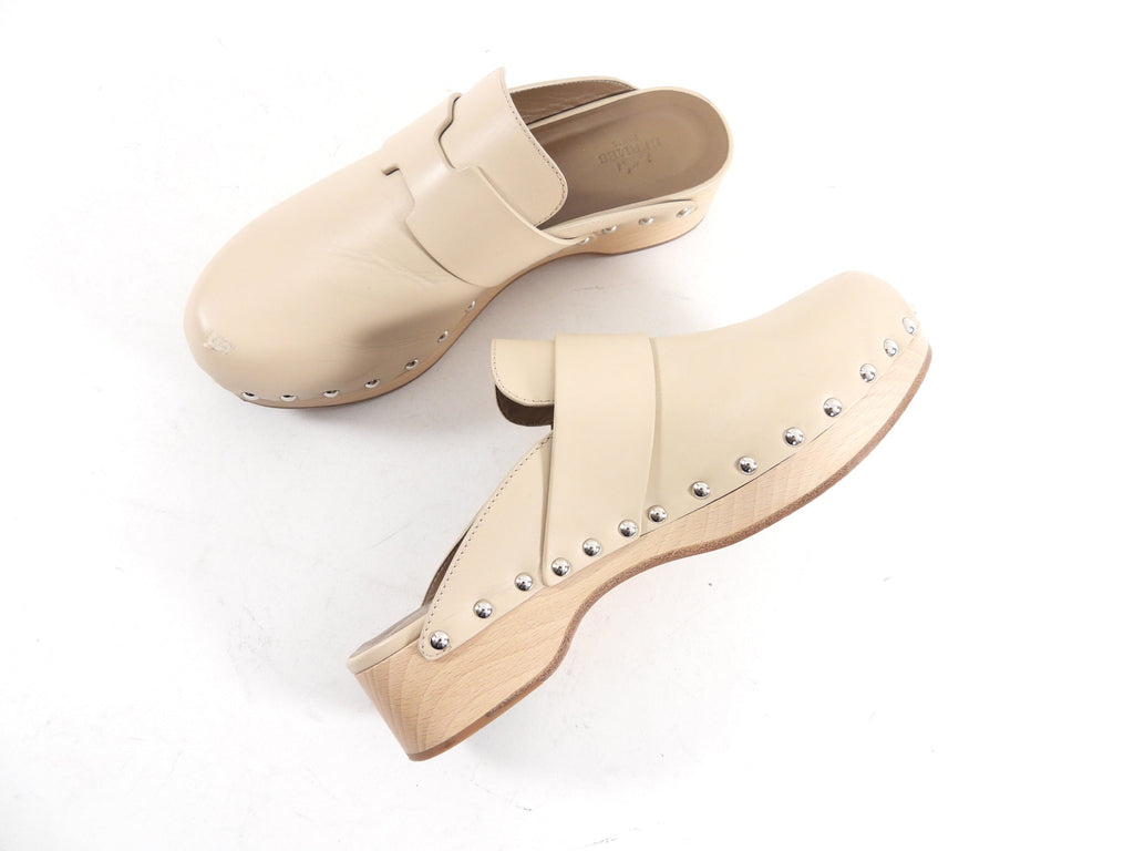Hermes Beige Hermione Clog Mules - 37