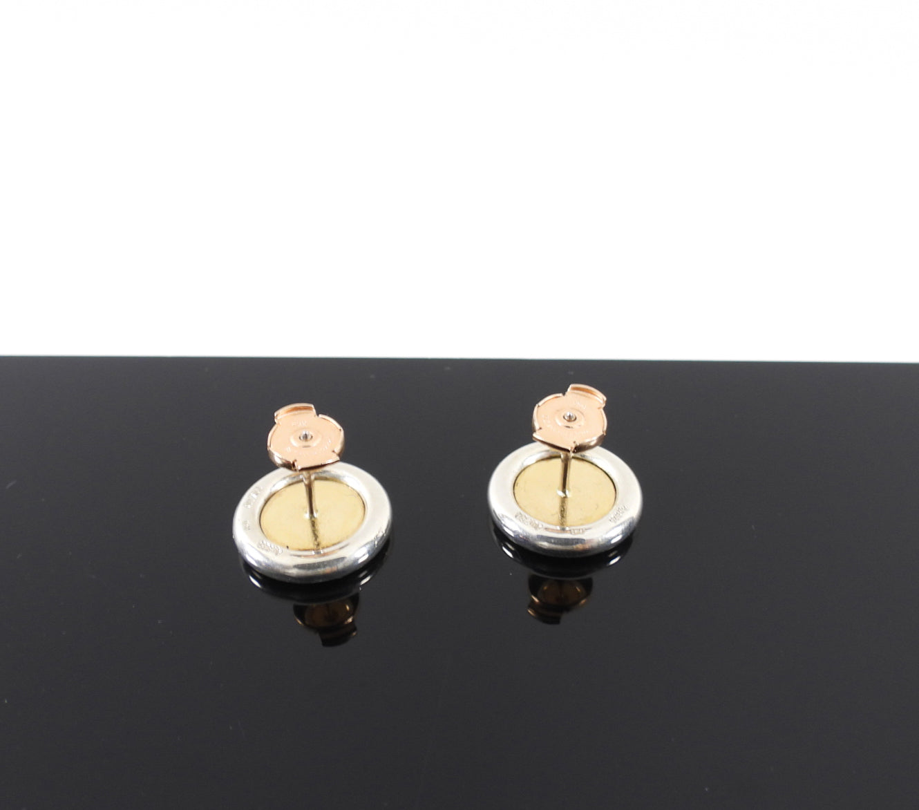 Hermes Vintage Clou de Selle 18k Yellow Gold and Sterling Silver Stud Earrings