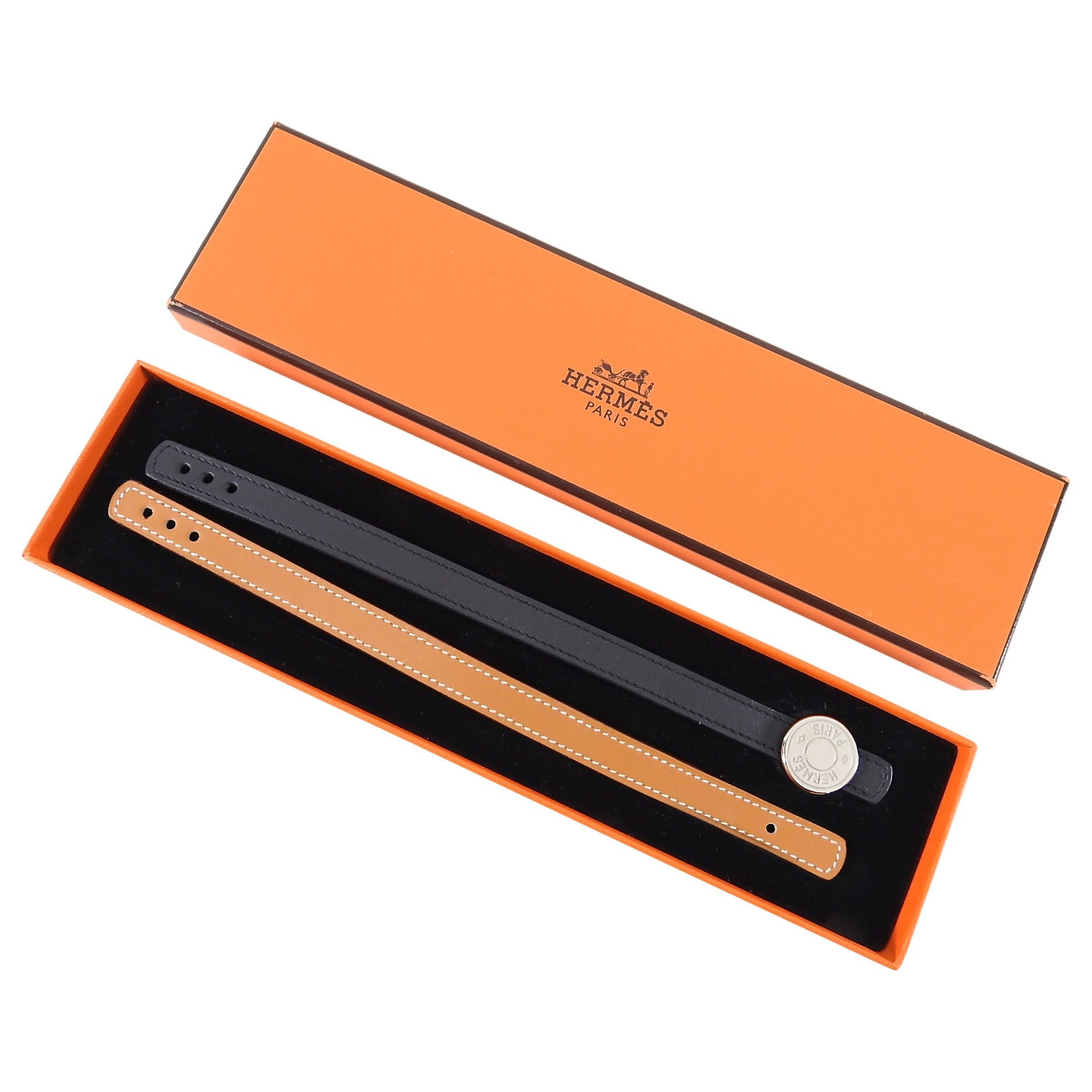 Hermes Clou de Selle Leather Strap Bracelet Set
