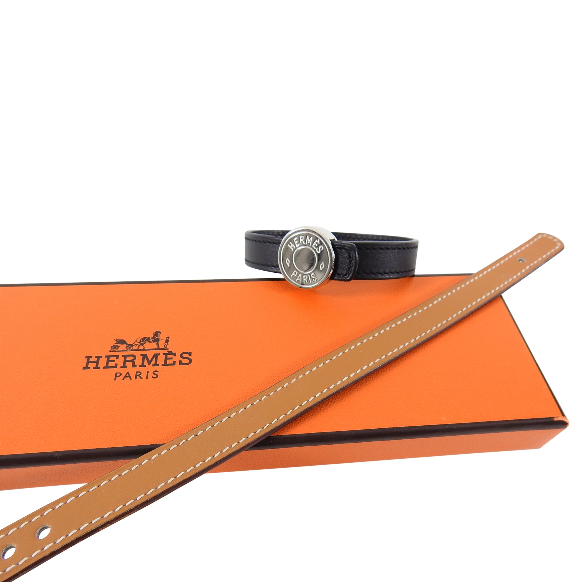 Hermes Clou de Selle Leather Strap Bracelet Set