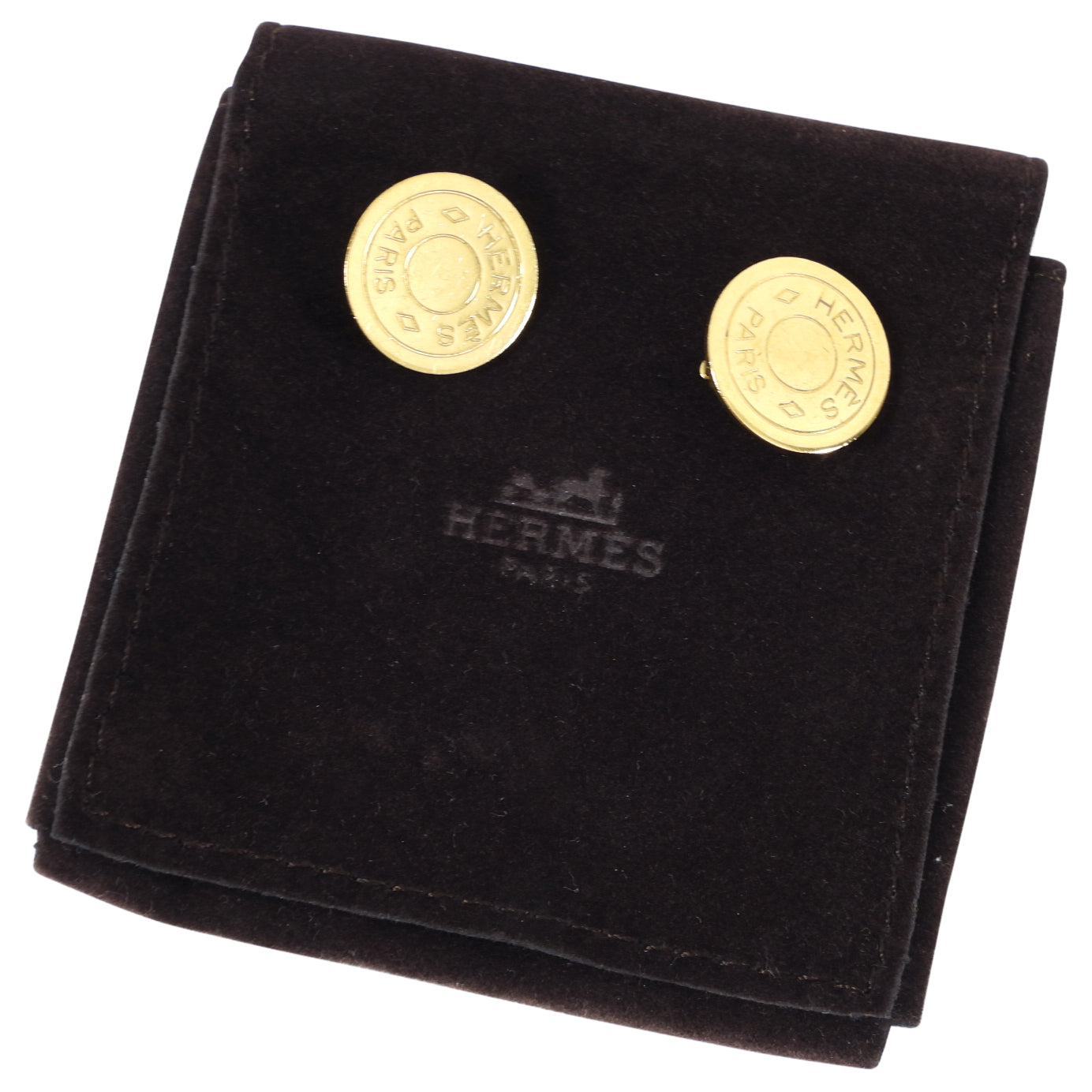 Hermes Round Clou de Selle Clip on Earrings