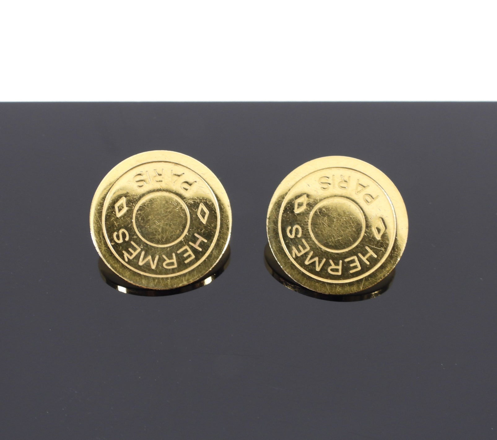 Hermes Round Clou de Selle Clip on Earrings
