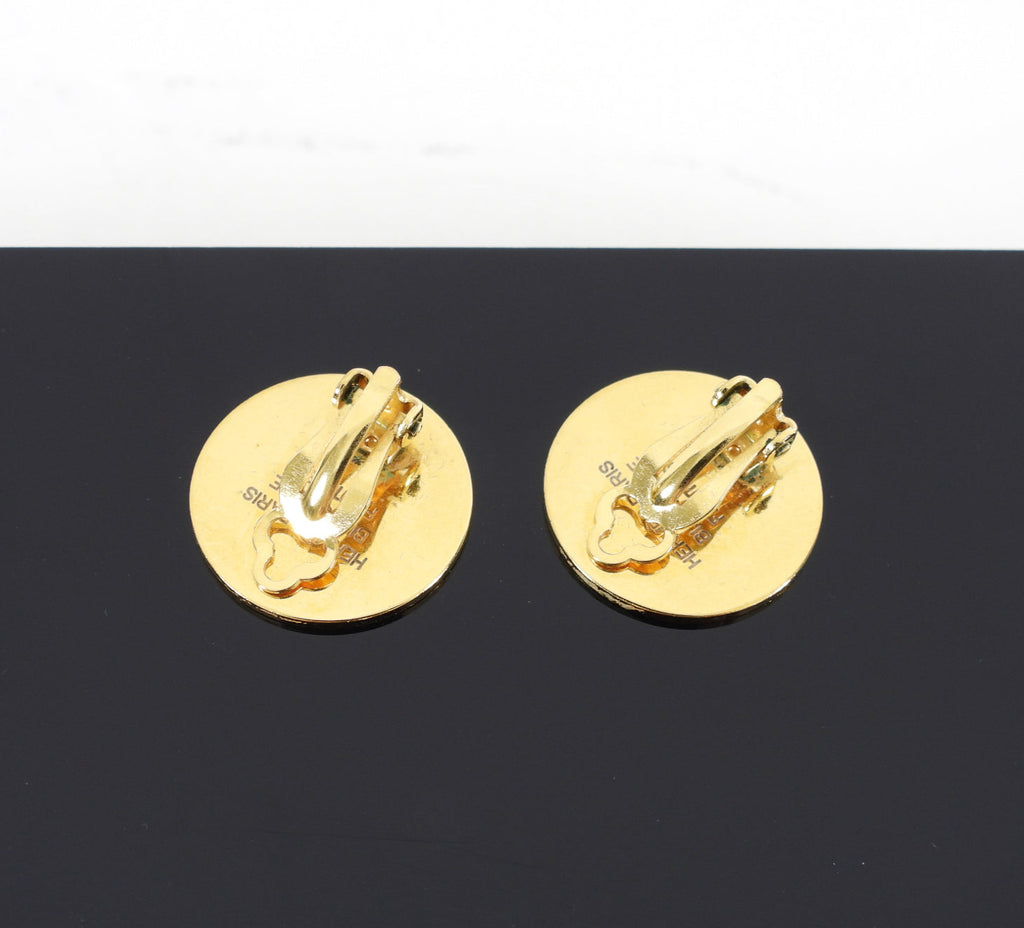 Hermes Round Clou de Selle Clip on Earrings