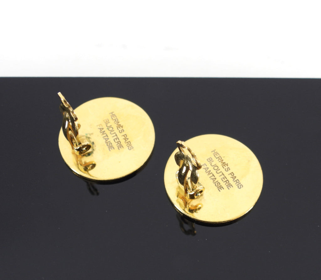 Hermes Round Clou de Selle Clip on Earrings