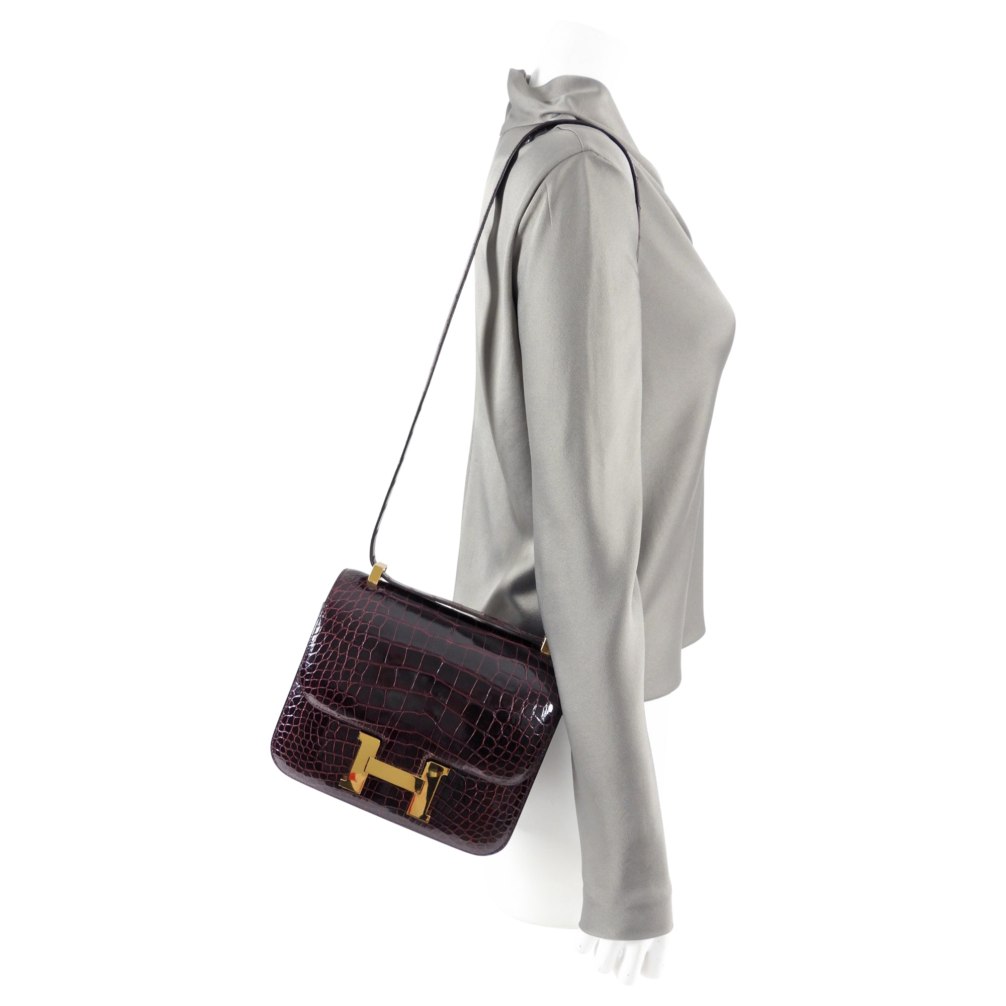 Hermes Sac Constance III Alligator 24 Bordeaux GHW