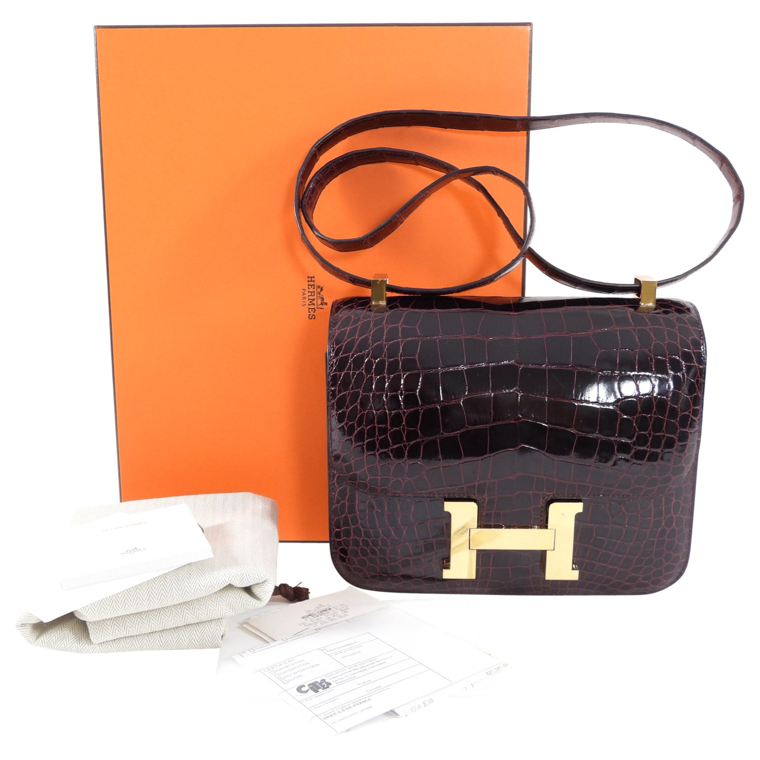 Hermes Sac Constance III Alligator 24 Bordeaux GHW