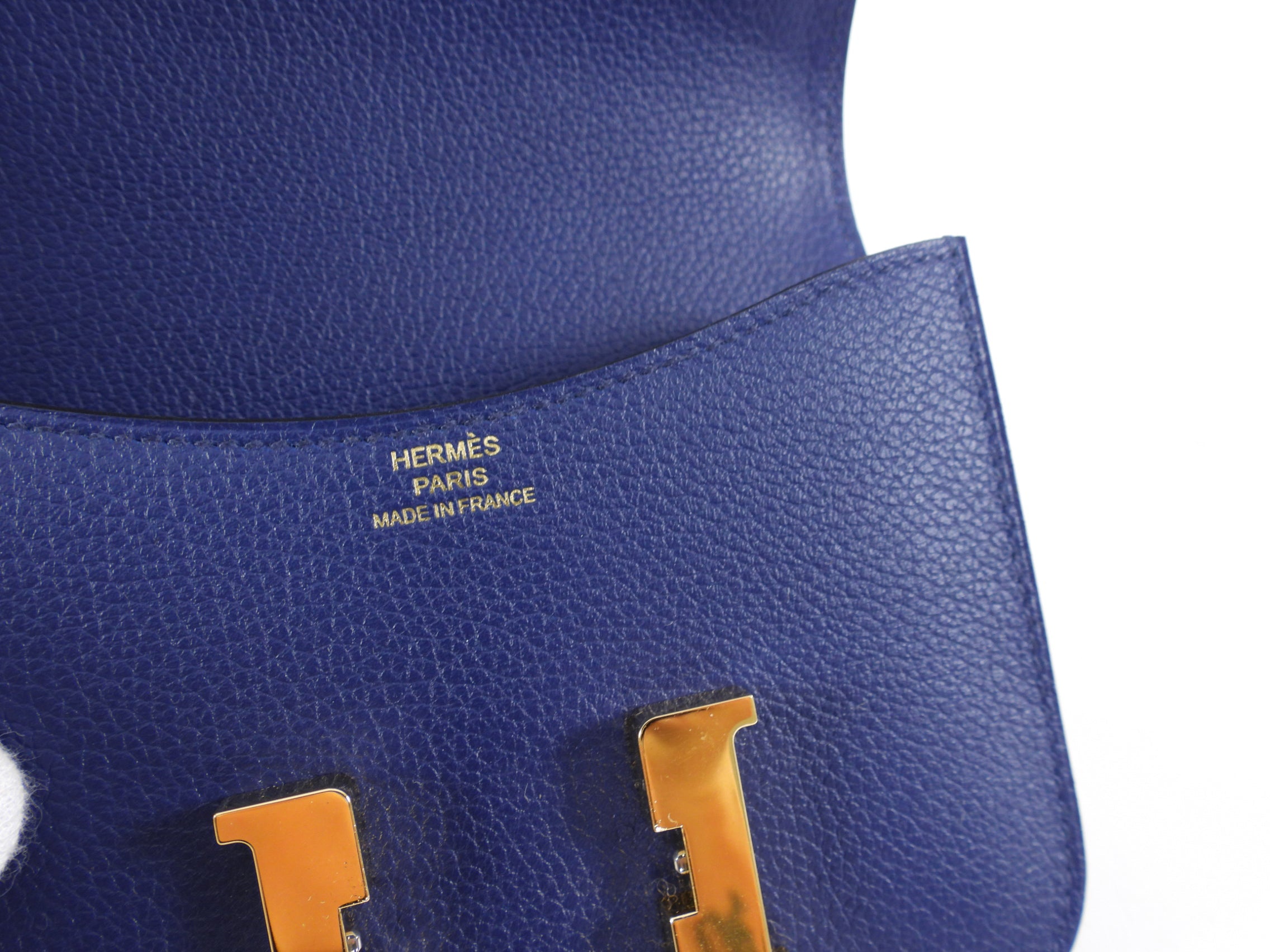 Hermes Constance Slim Wallet Blue Sapphire Evercolor GHW