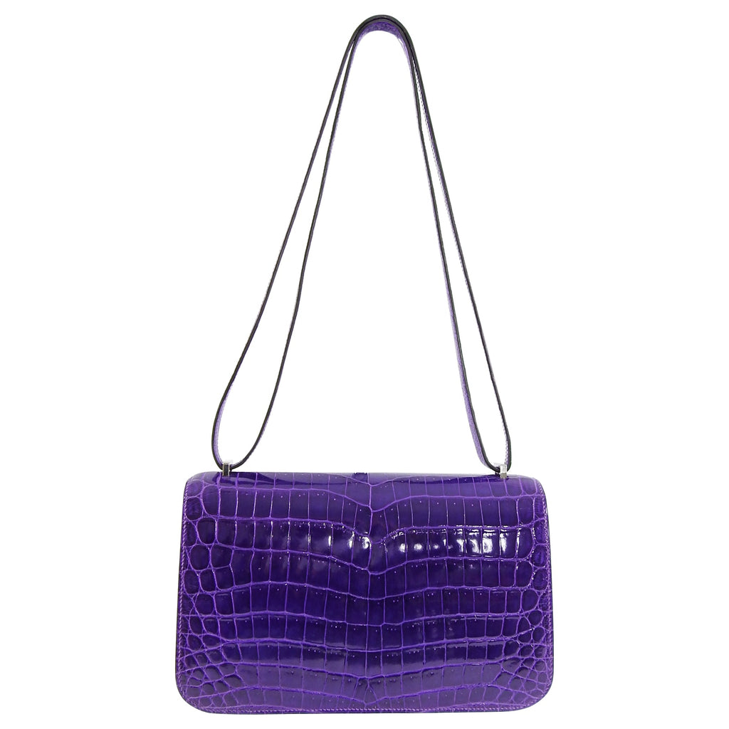 Hermes Ultraviolet Niloticus Crocodile Constance Elan Bag PHW