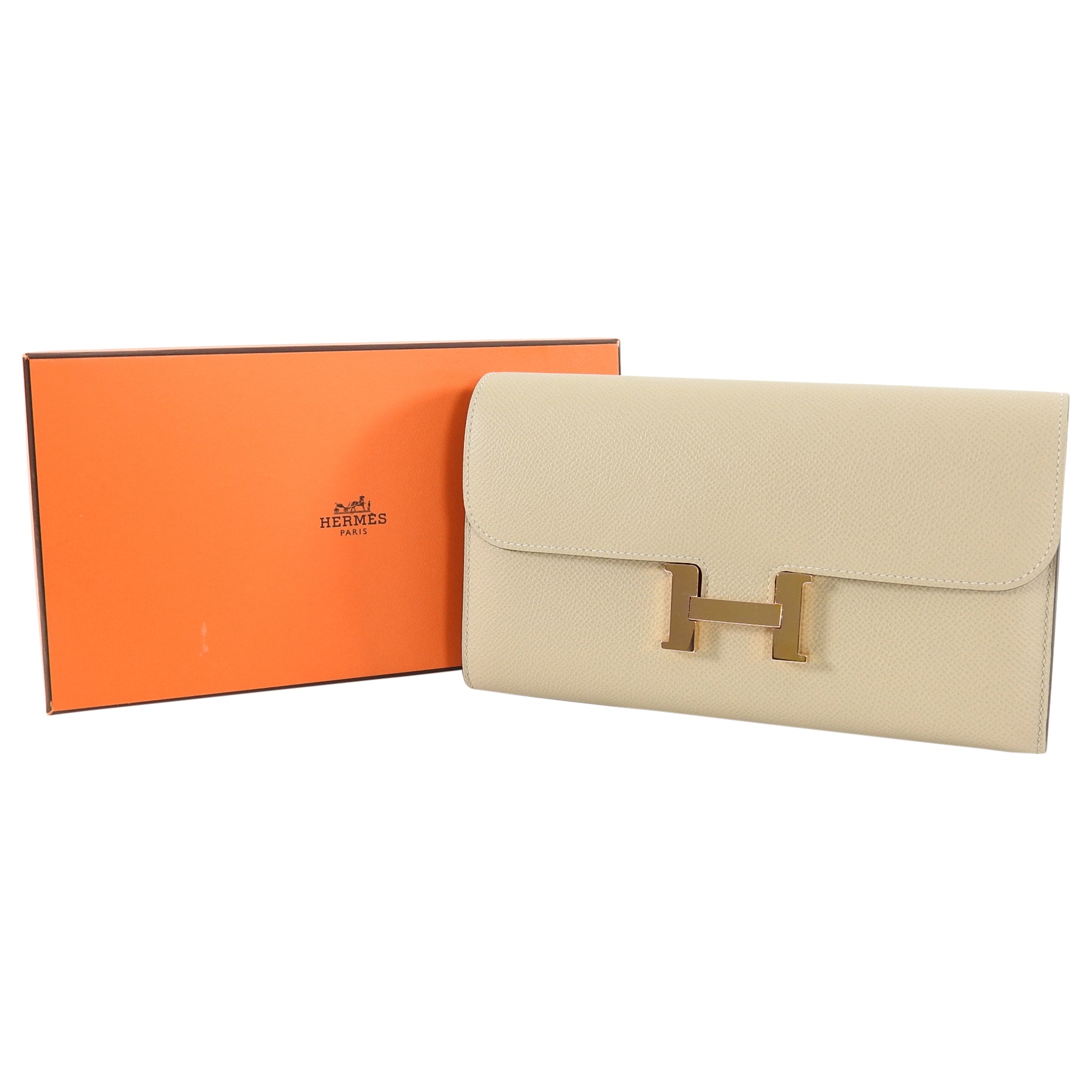 Hermes Constance Long Wallet Trench Rose Gold Epsom Leather