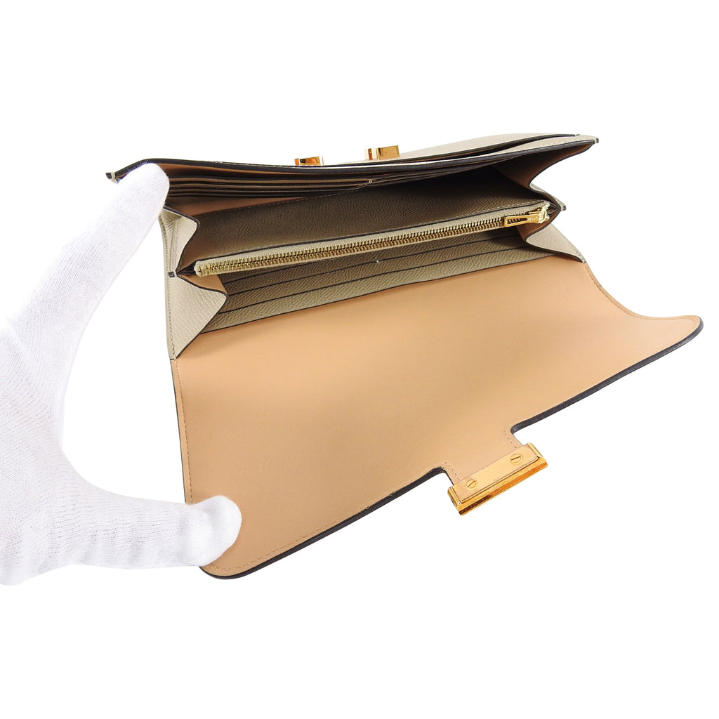 Hermes Constance Long Wallet Trench Rose Gold Epsom Leather