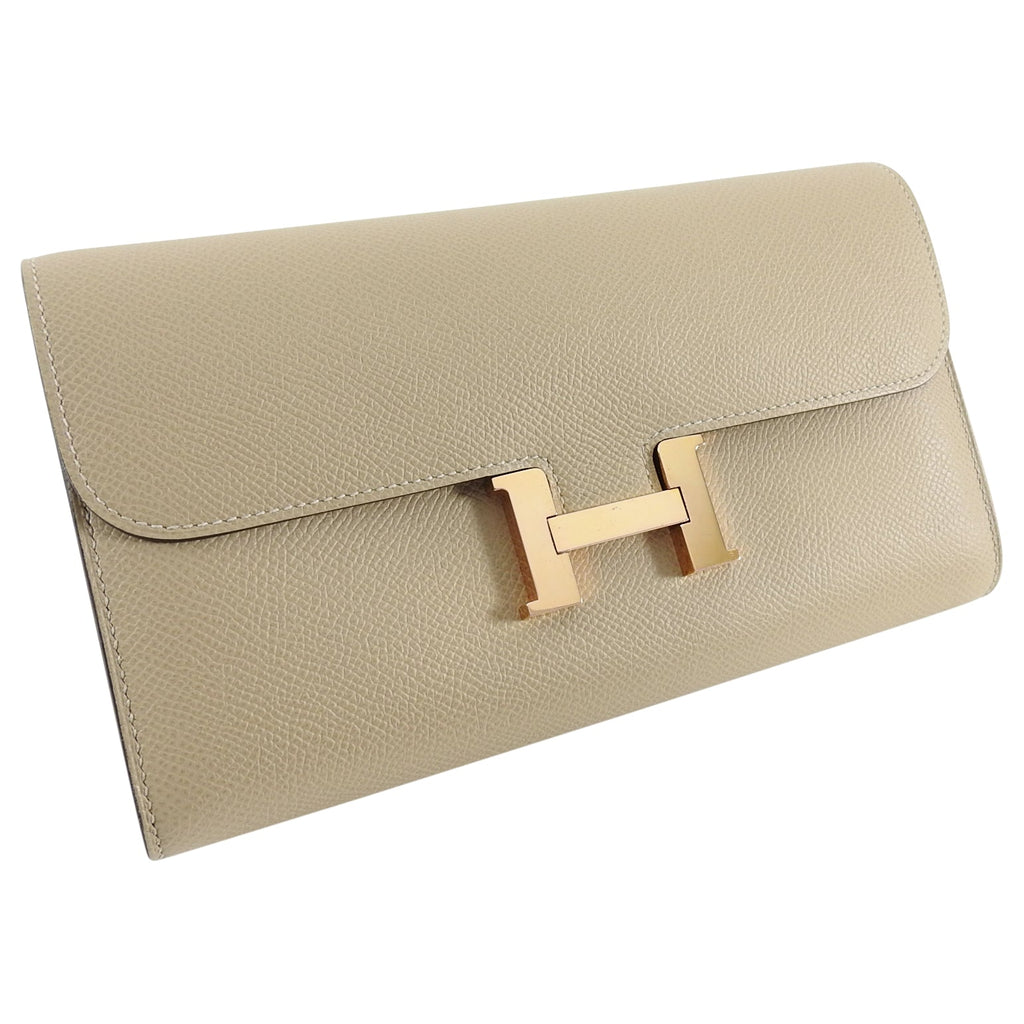 Hermes Constance Long Wallet Trench Rose Gold Epsom Leather