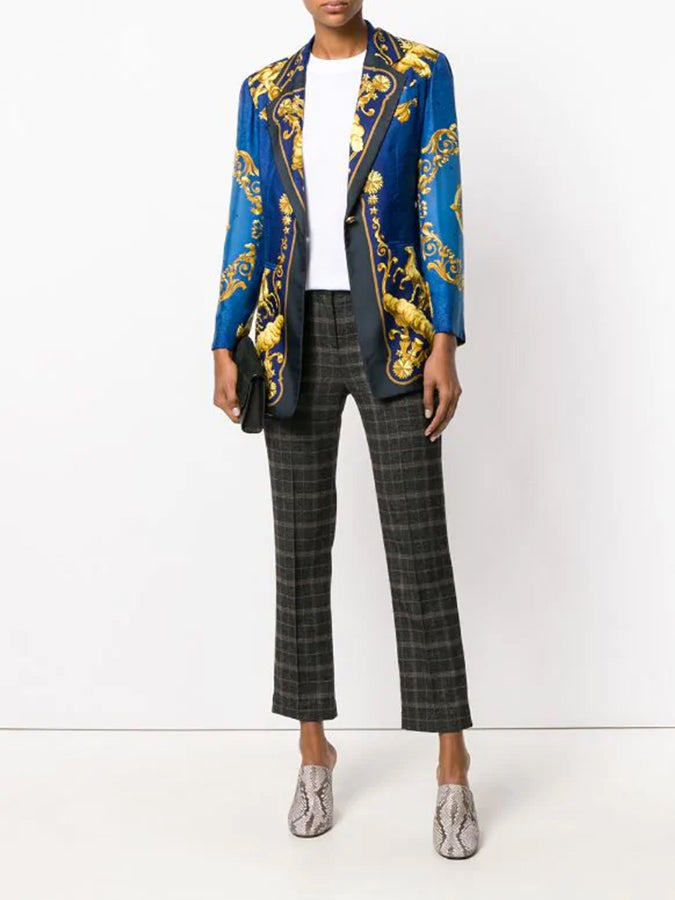 Hermes Vintage 1980's Cosmos Silk Print Blazer Jacket - 38 / 6