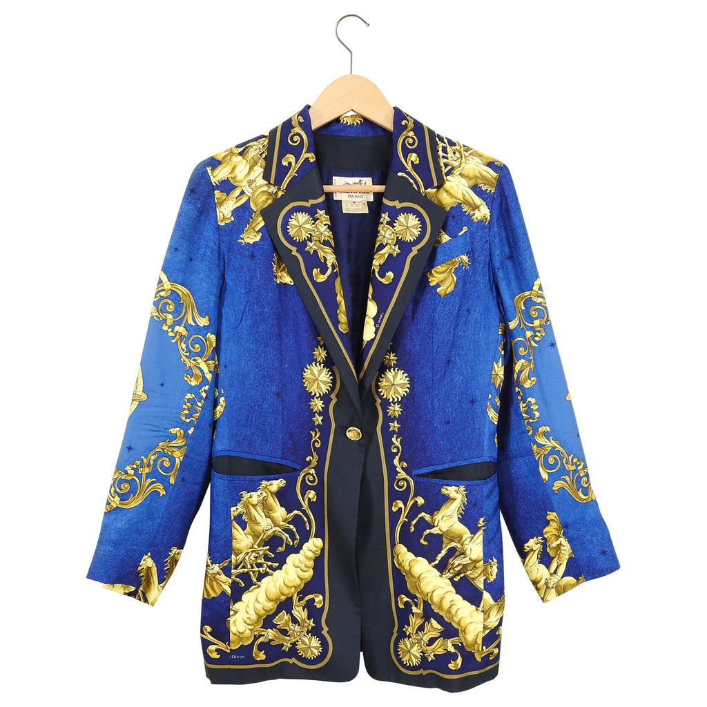 Hermes Vintage 1980's Cosmos Silk Print Blazer Jacket - 38 / 6