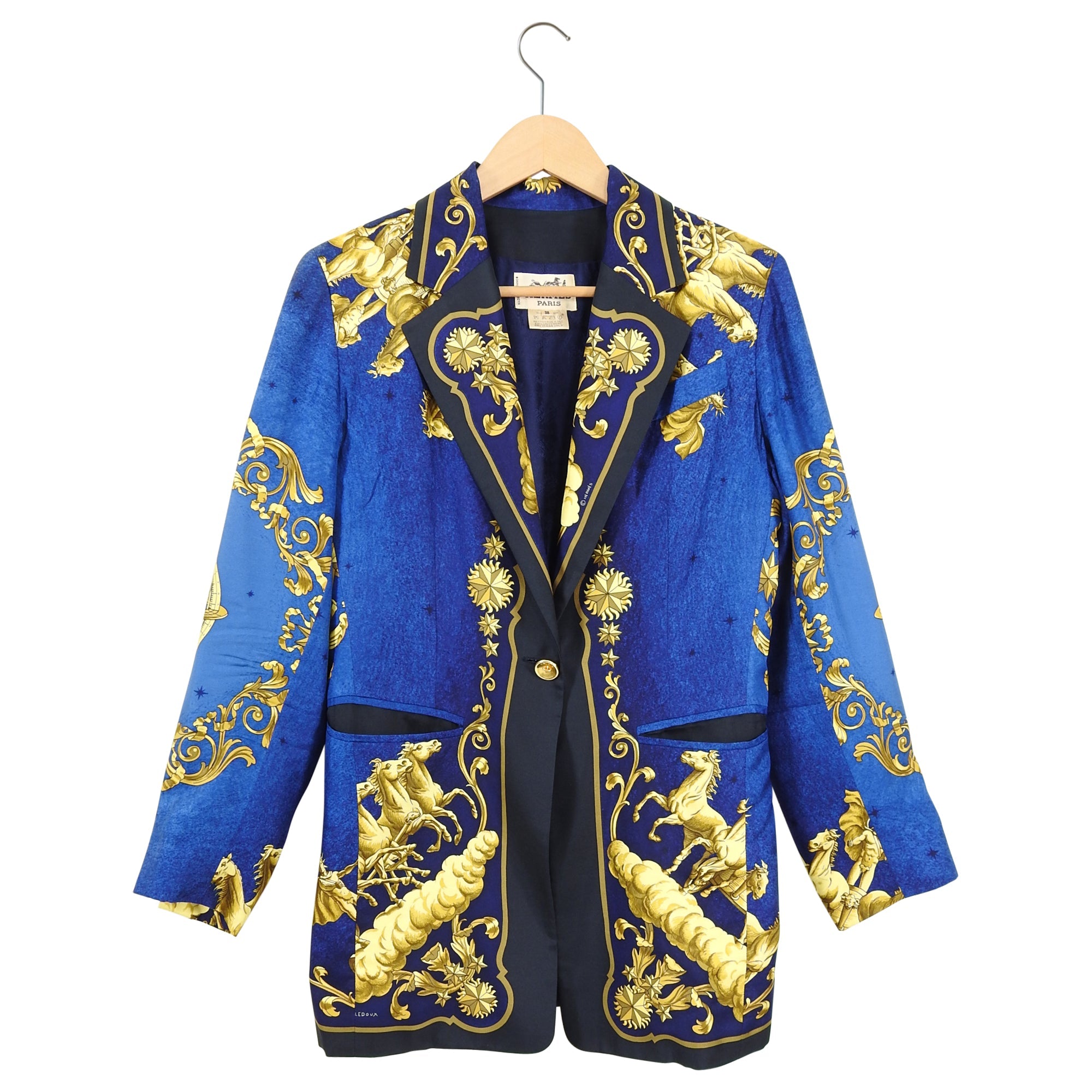 Hermes Vintage 1980's Cosmos Silk Print Blazer Jacket - 38 / 6