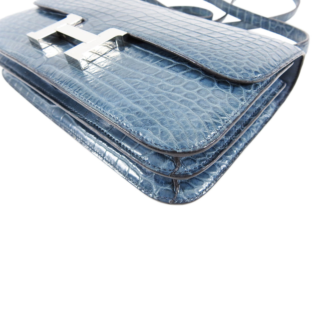 Hermes Constance Elan Matte Nilo Crocodile Blue Jean PHW
