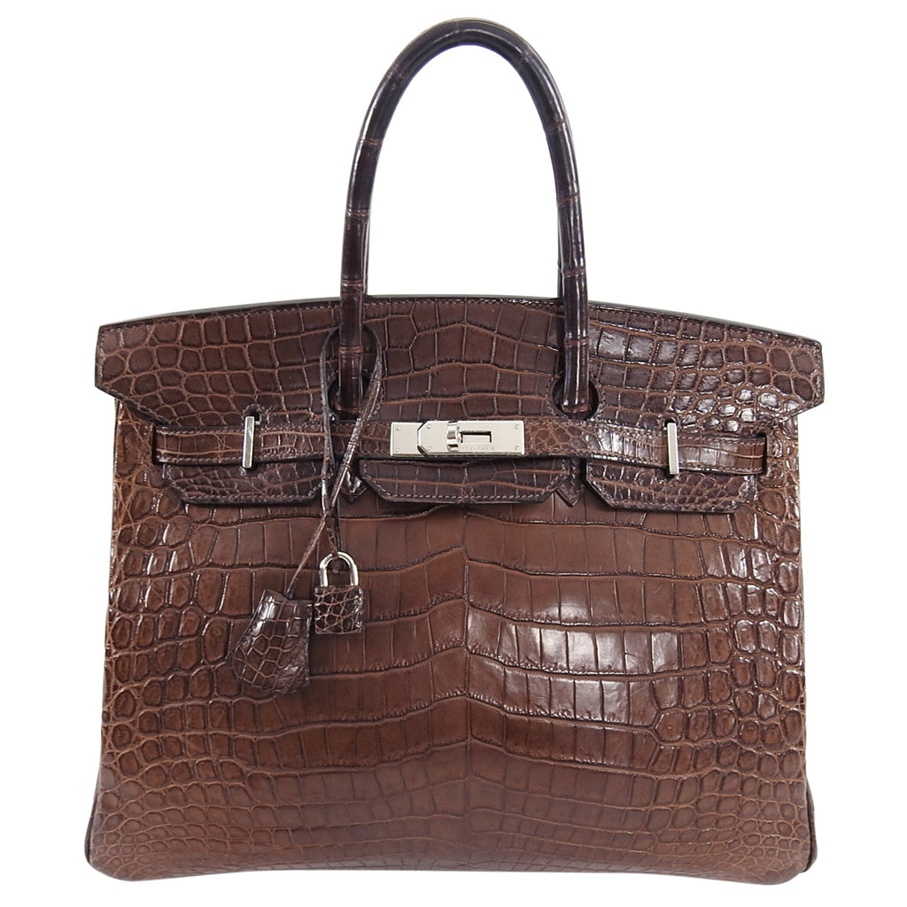 Hermes Birkin 35 Matte Nilo Crocodile Havanne Brown PHW