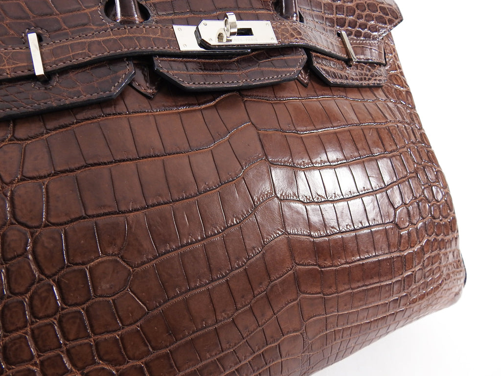 Hermes Birkin 35 Matte Nilo Crocodile Havanne Brown PHW
