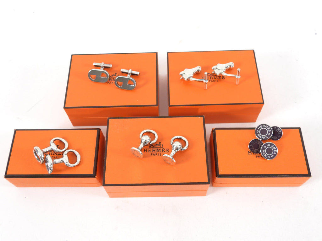 Hermes Sterling Silver Geometric Cufflinks