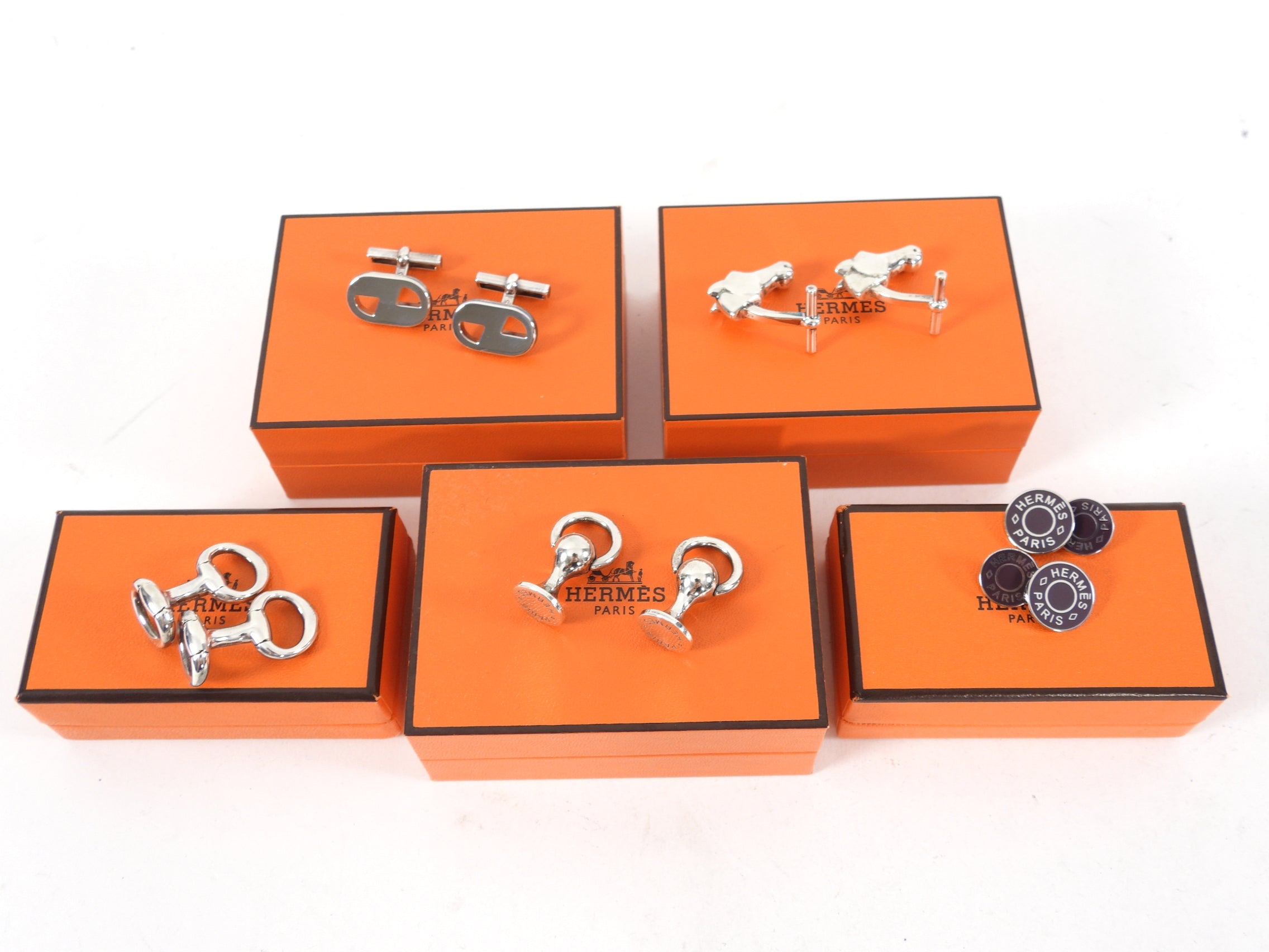 Hermes Sterling Silver Geometric Cufflinks