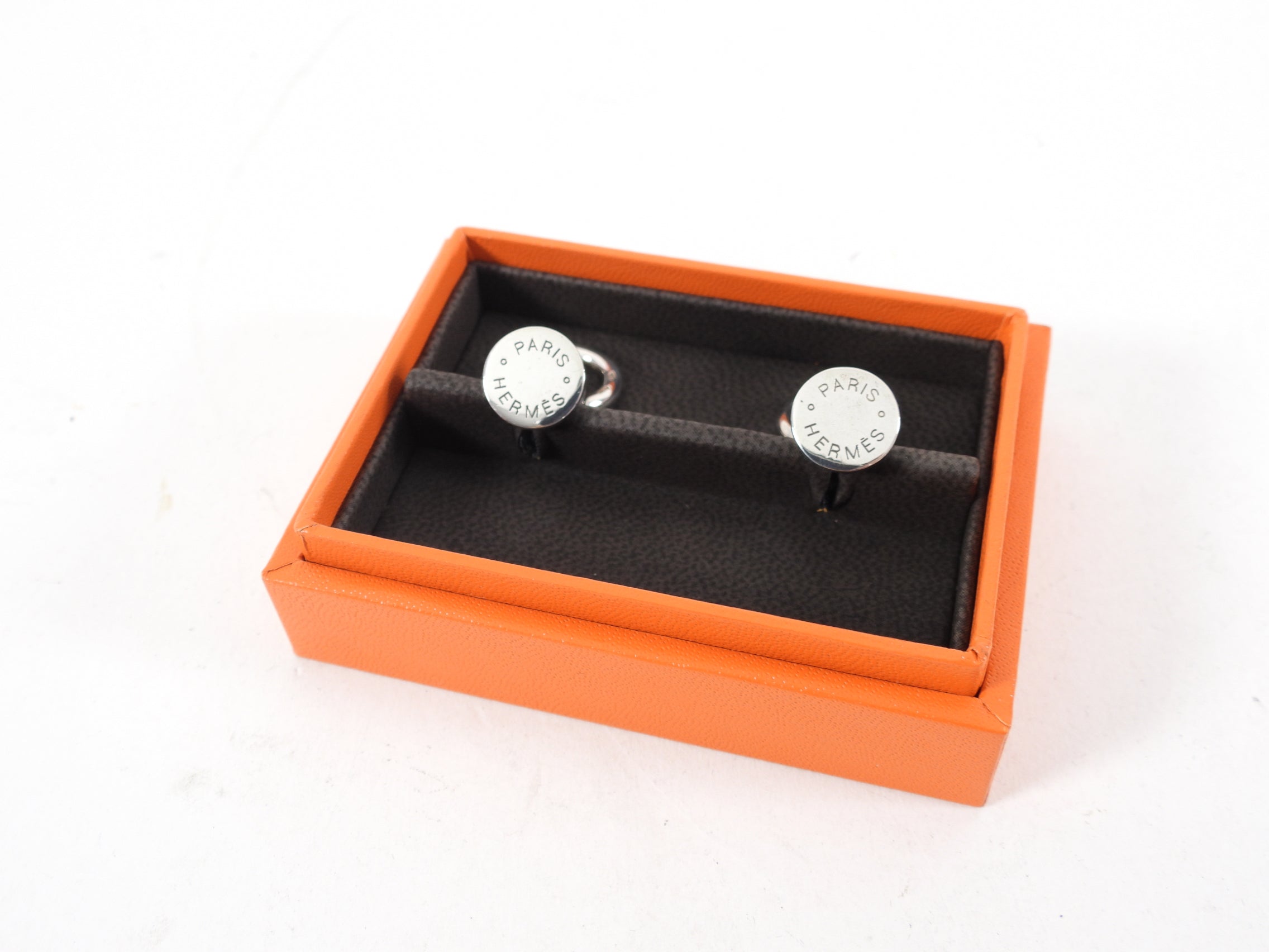 Hermes Sterling Silver Clou Horsebit Cufflinks