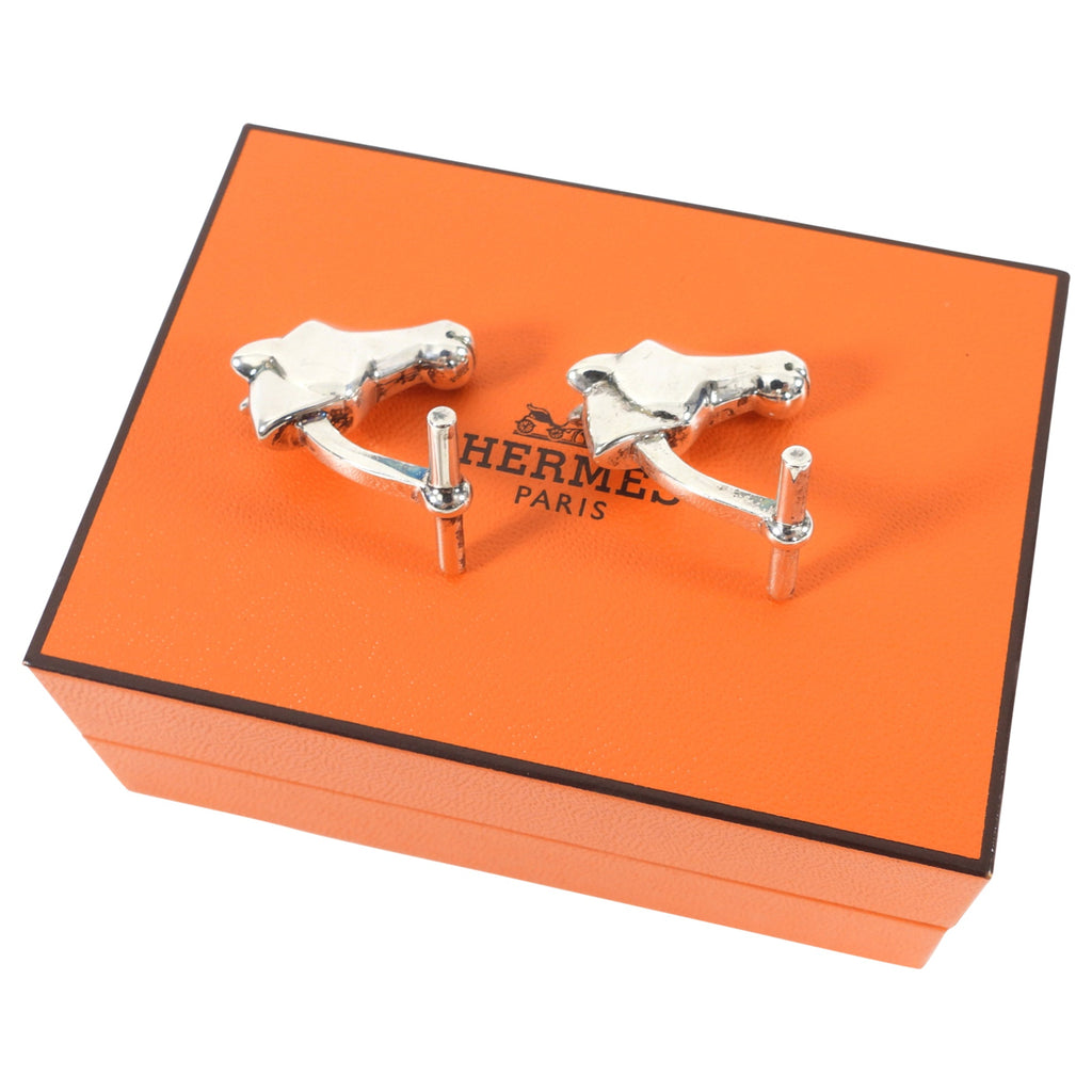 Hermes Sterling Silver Gallop Horse Head Cufflinks