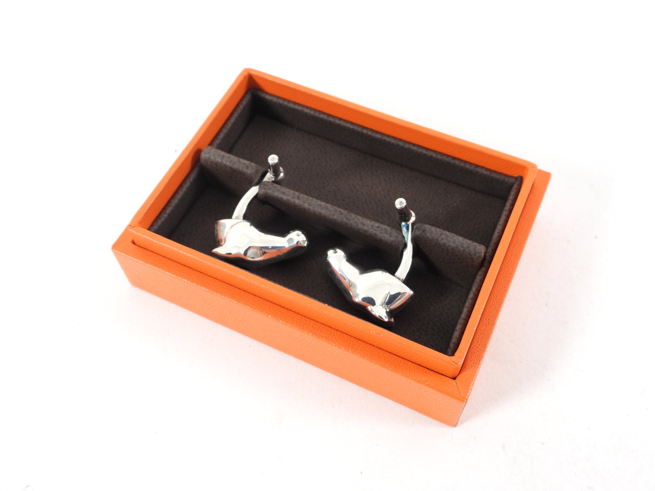 Hermes Sterling Silver Gallop Horse Head Cufflinks