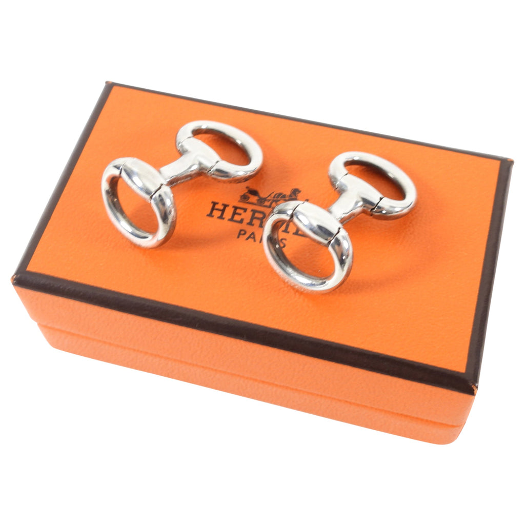 Hermes Sterling Silver Horsebit Cufflinks