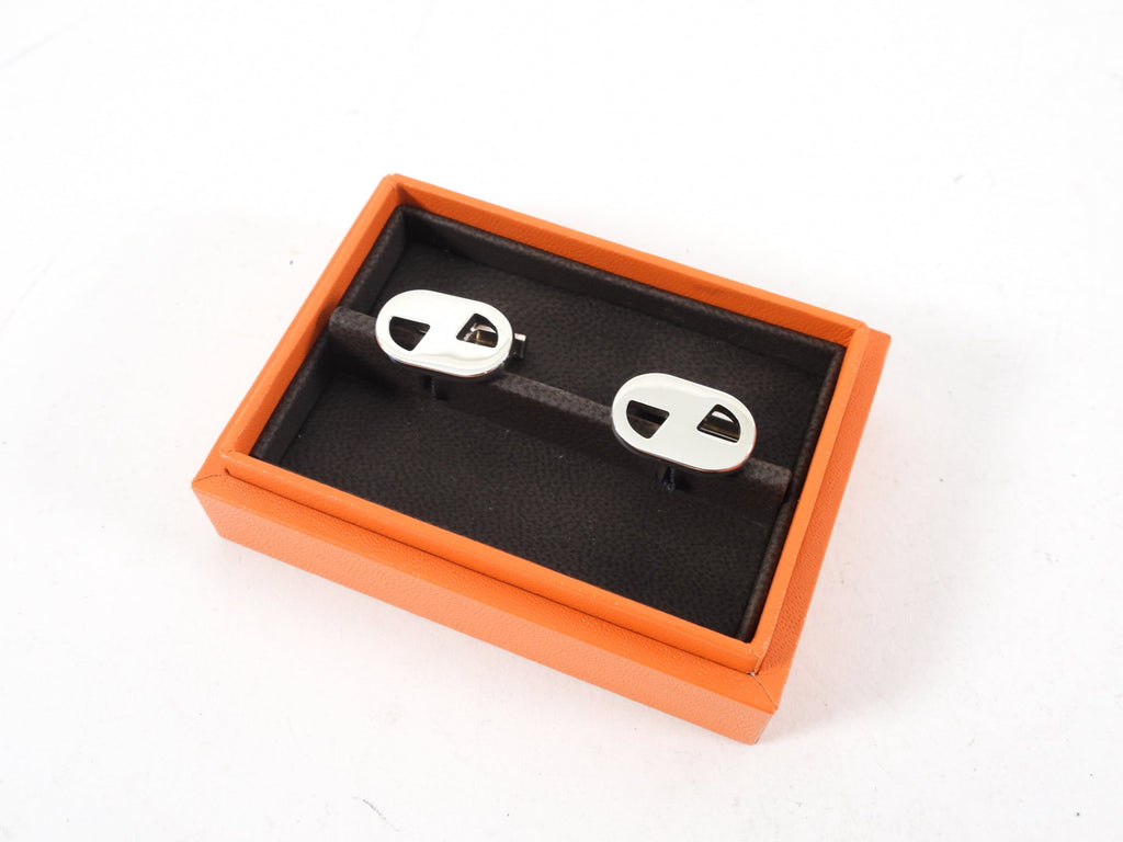 Hermes Sterling Silver Geometric Cufflinks