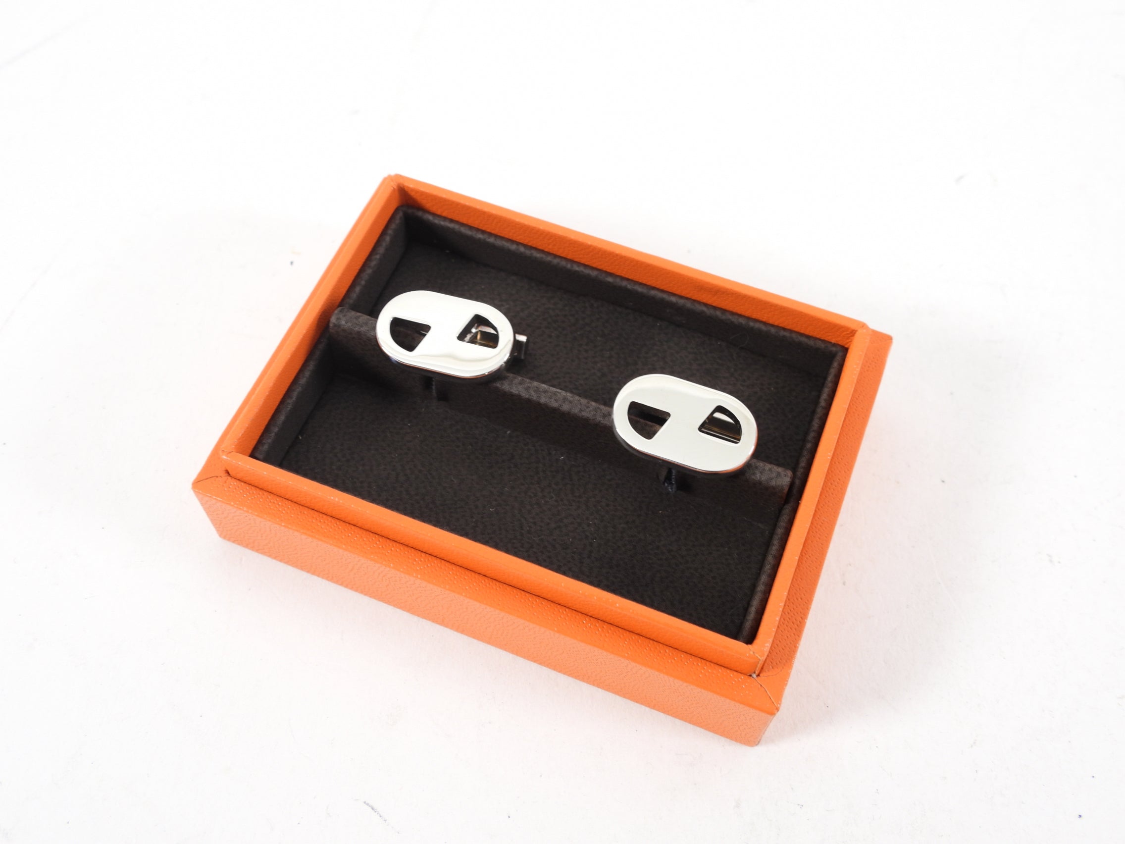 Hermes Sterling Silver Geometric Cufflinks
