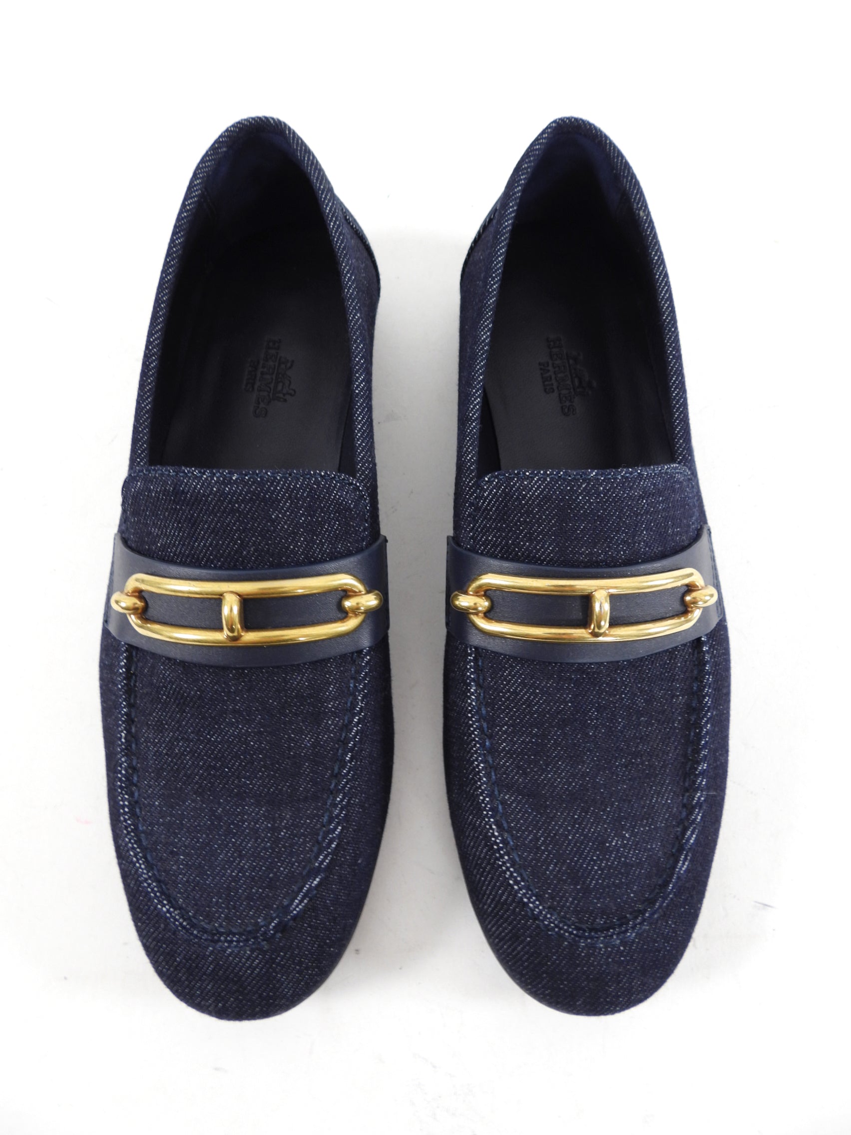Hermes Colette Dark Blue Denim Loafer with GHW - 37
