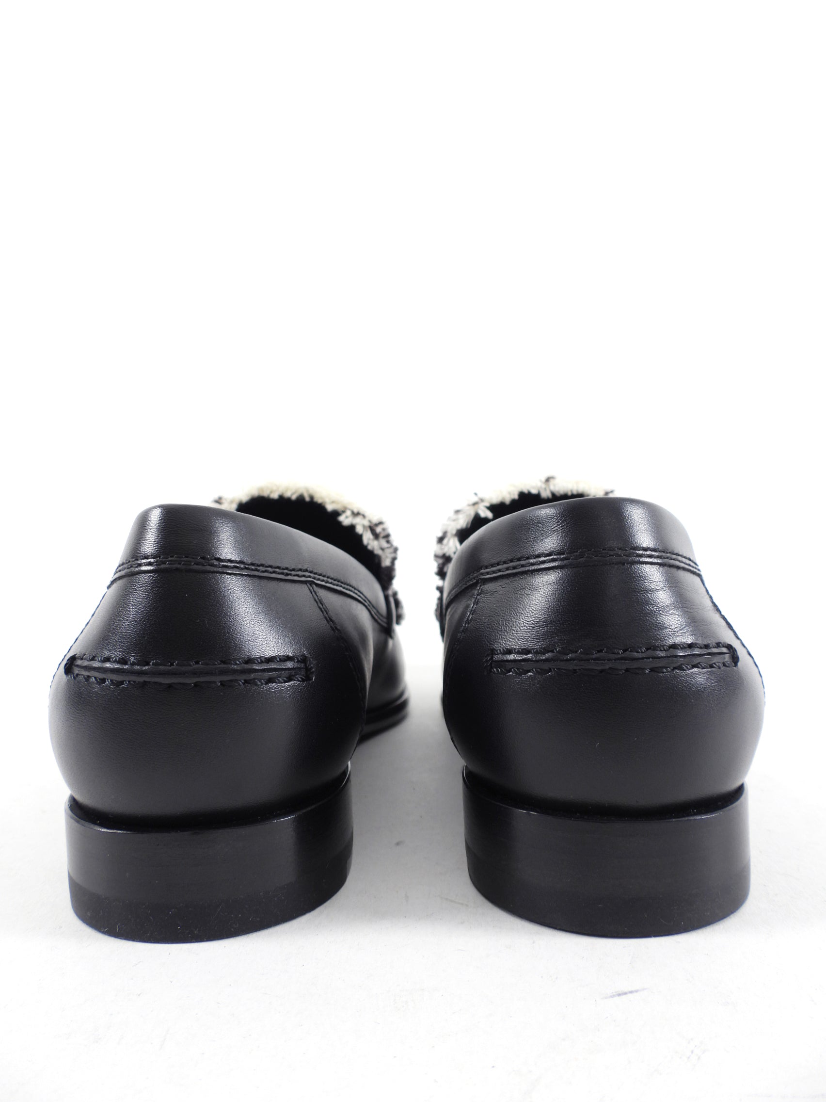 Hermes Black Leather and Toile Destin PHW Loafer - 37