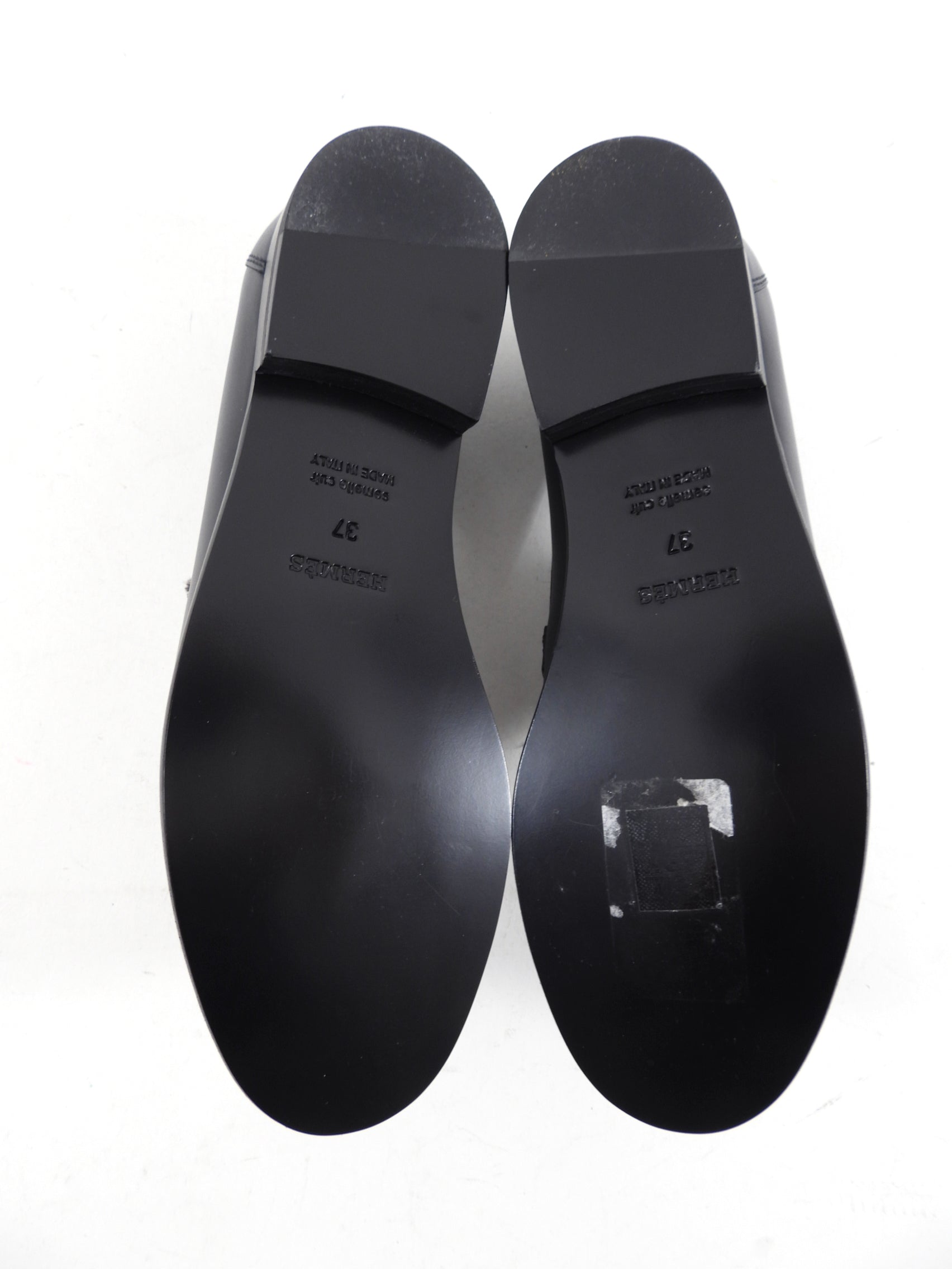 Hermes Black Leather and Toile Destin PHW Loafer - 37
