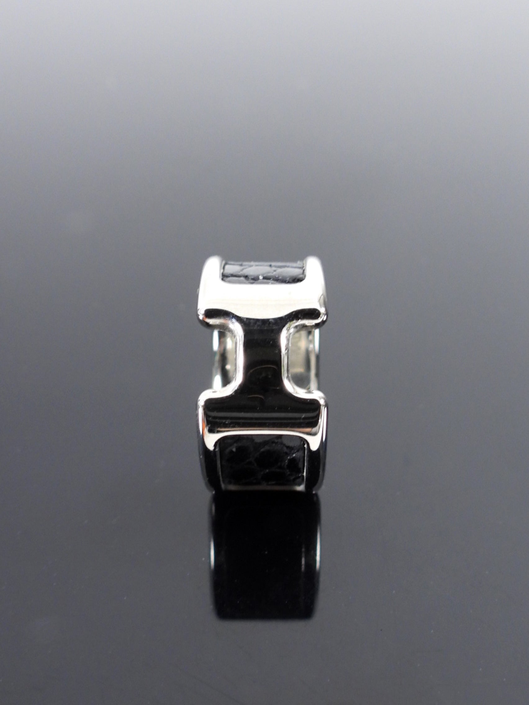 Hermes Olympe Black Lizard PHW Ear Cuff