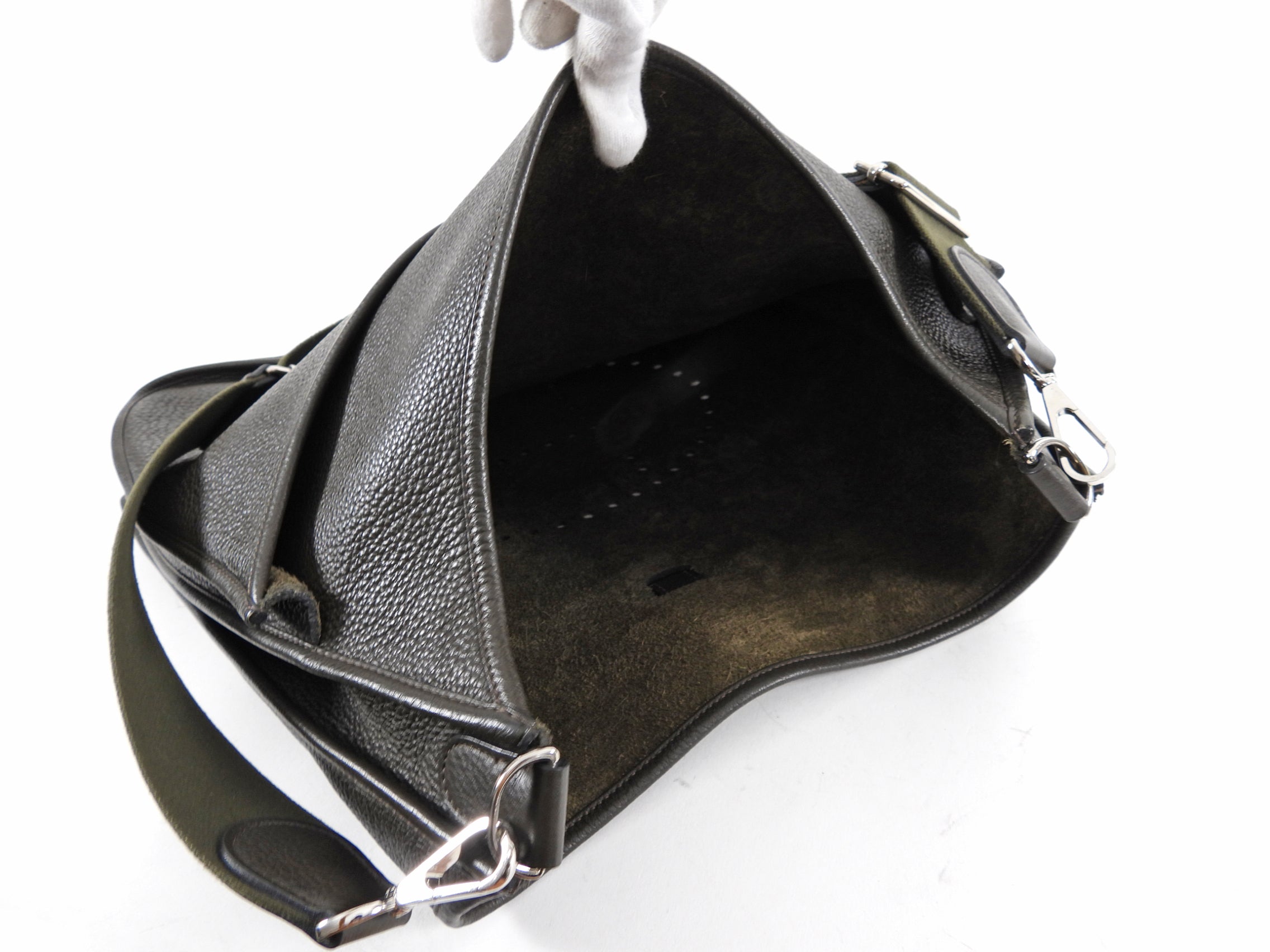 Hermes Evelyne 3 TGM Clemence Vert Bronze Crossbody Bag