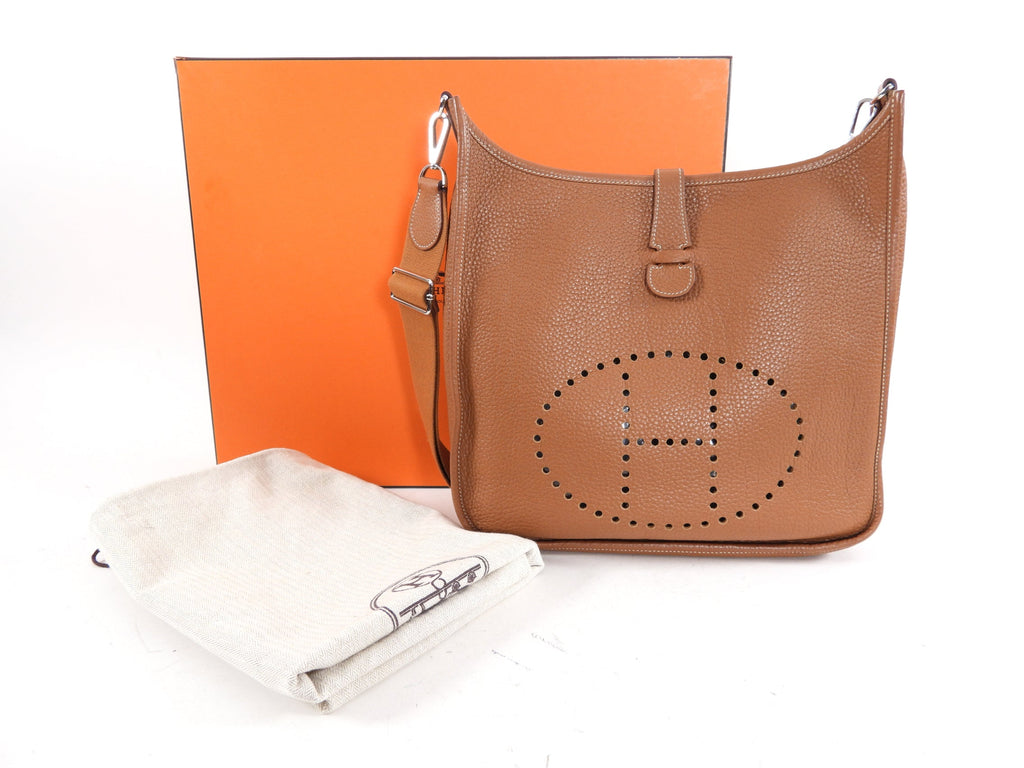 Hermes Evelyne III GM 33 Clemence Gold PHW Crossbody Bag