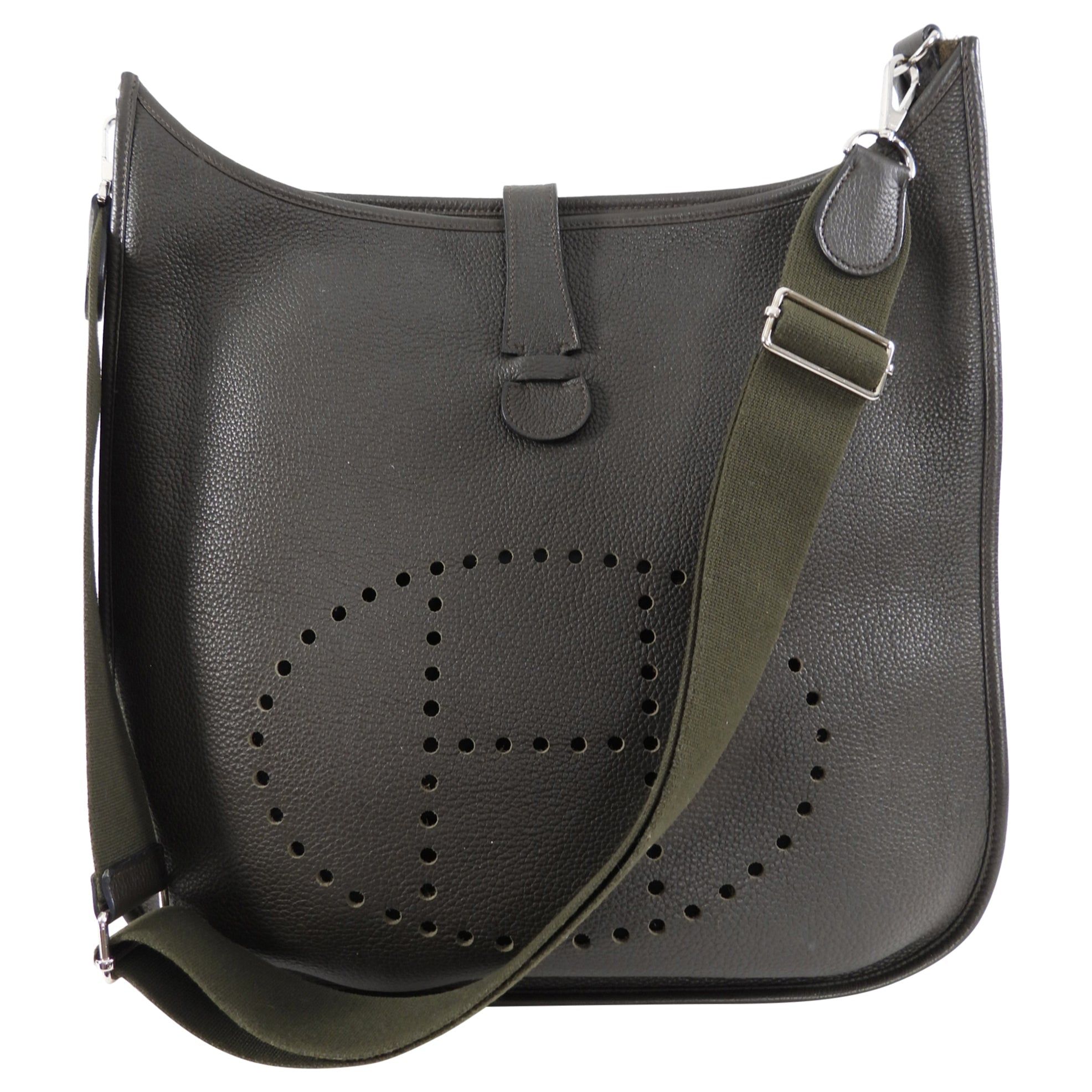 Hermes Evelyne 3 TGM Clemence Vert Bronze Crossbody Bag