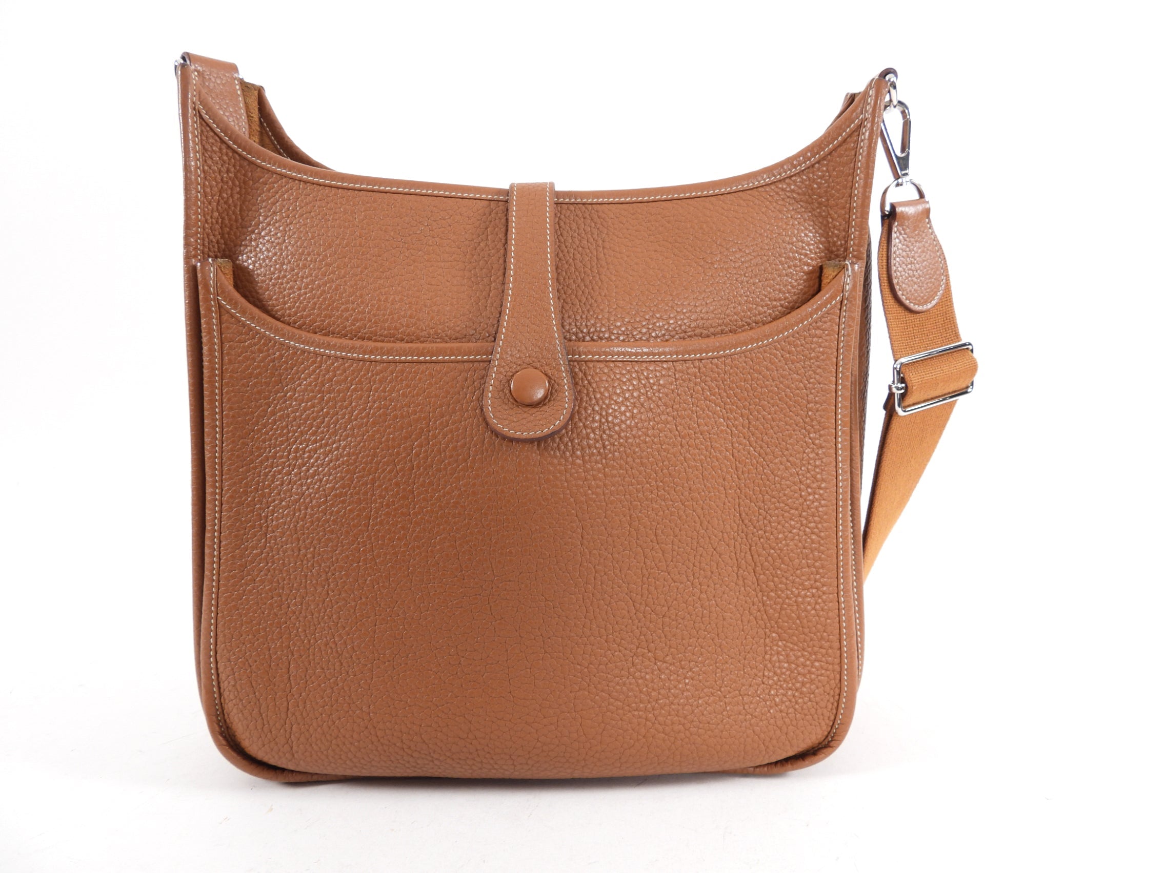 Hermes Evelyne III GM 33 Clemence Gold PHW Crossbody Bag