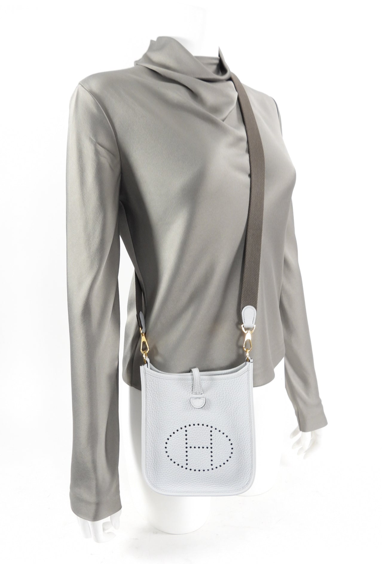 Hermes Evelyne 16 Amazone TPM Bleu Pale / Gris Etain Crossbody Bag