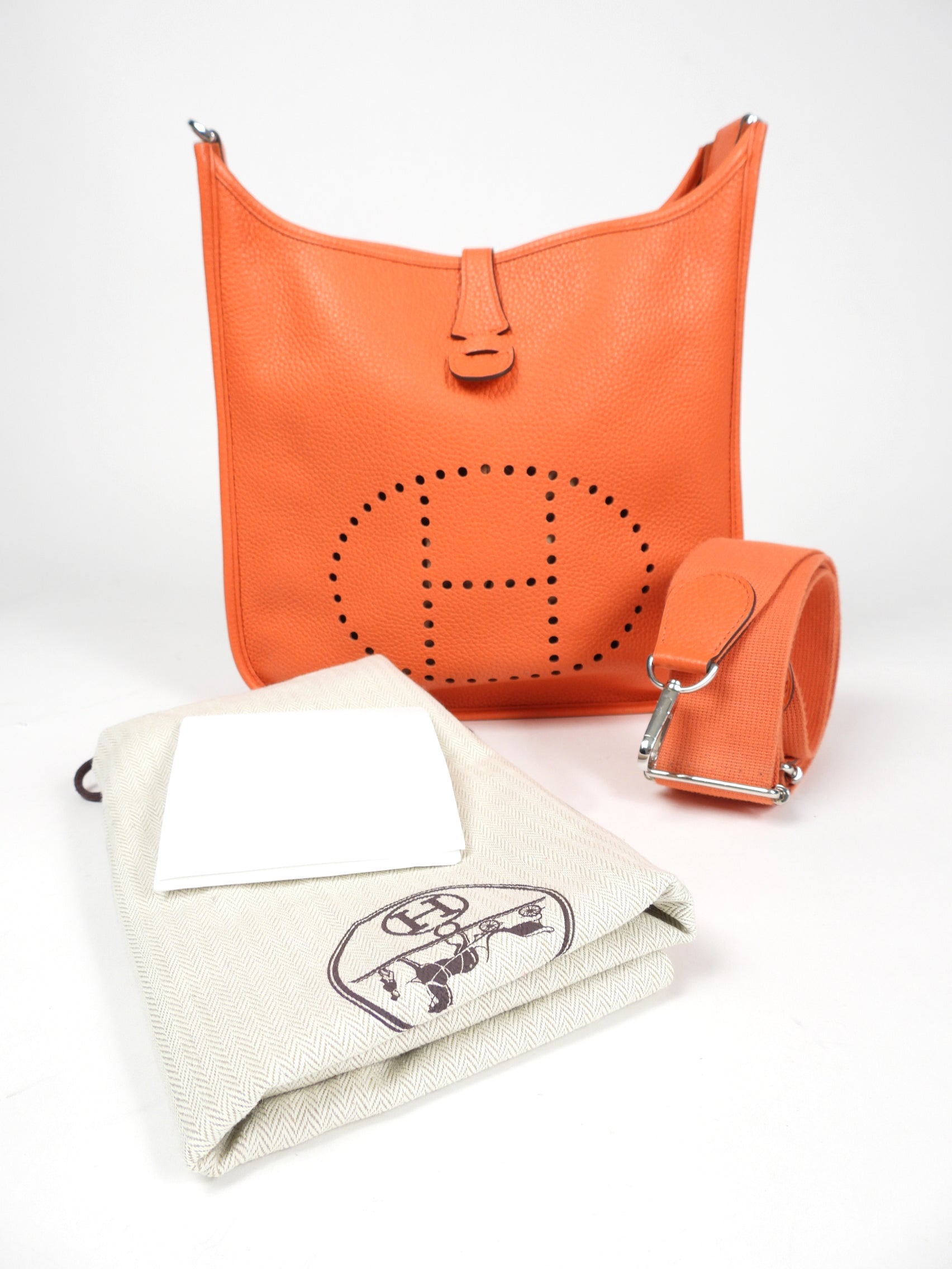 Hermes Orange Evelyne PM Crossbody Bag Clemence