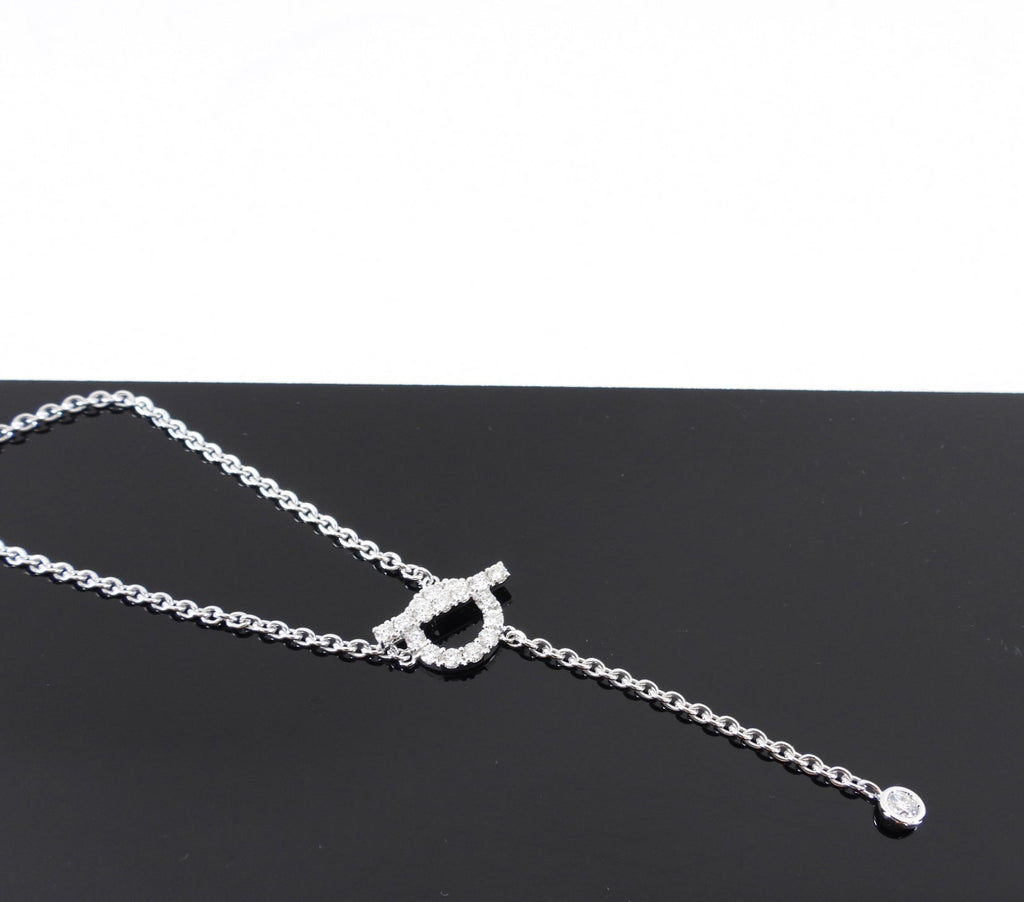 Hermes 18k White Gold Diamond Finesse Lariat Necklace