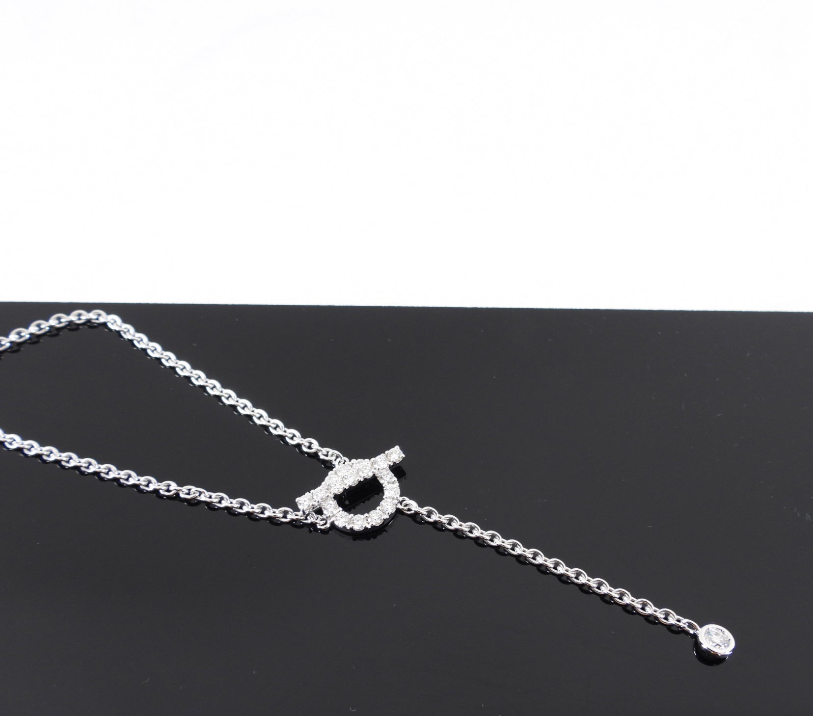 Hermes 18k White Gold Diamond Finesse Lariat Necklace