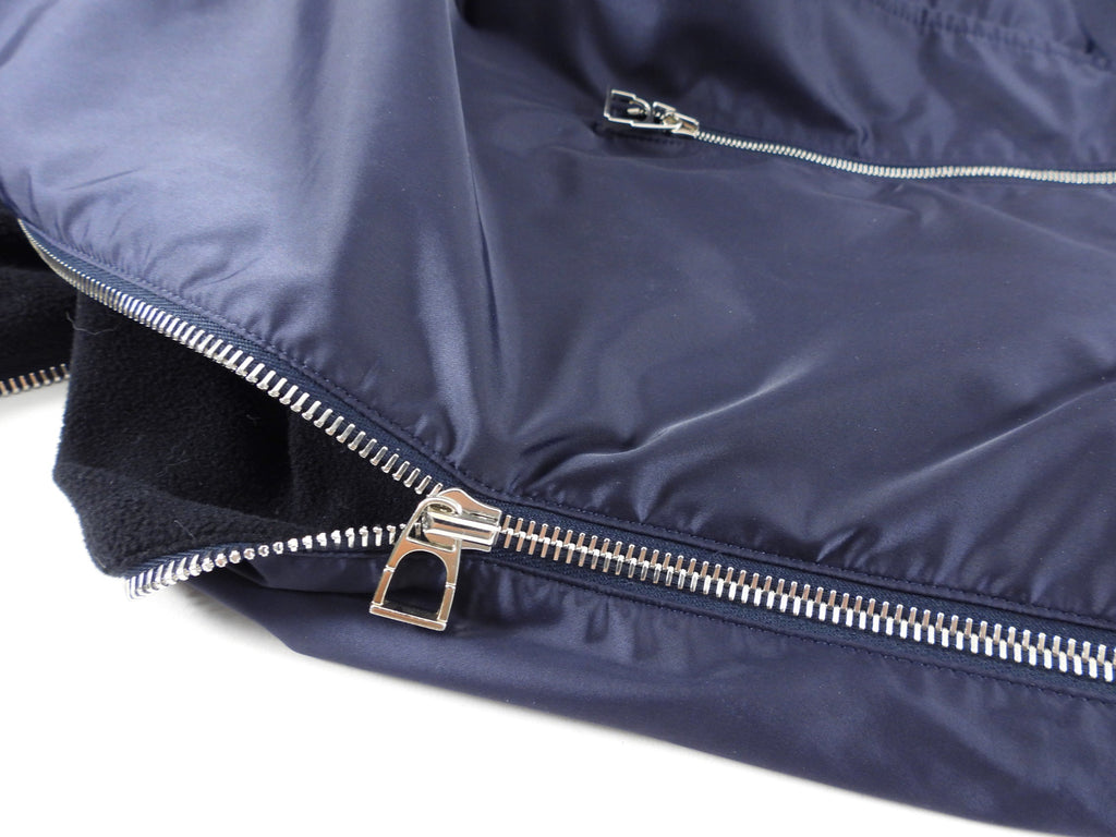 Hermes Sellier Navy Nylon and Fleece Lined Light Zip Jacket - L