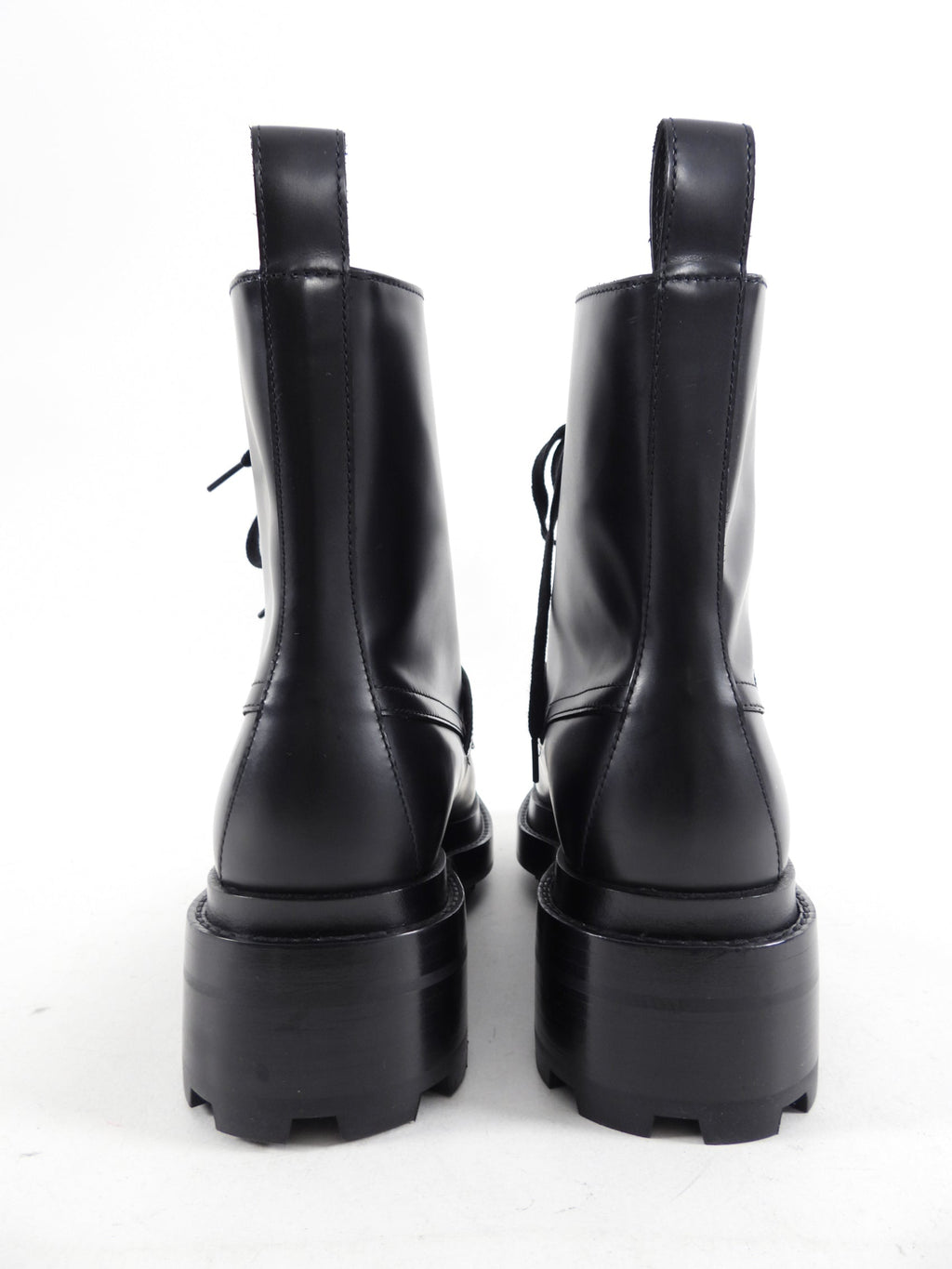 Hermes Black Glossed Leather Lace Up Funk Ankle Boot - USA 7